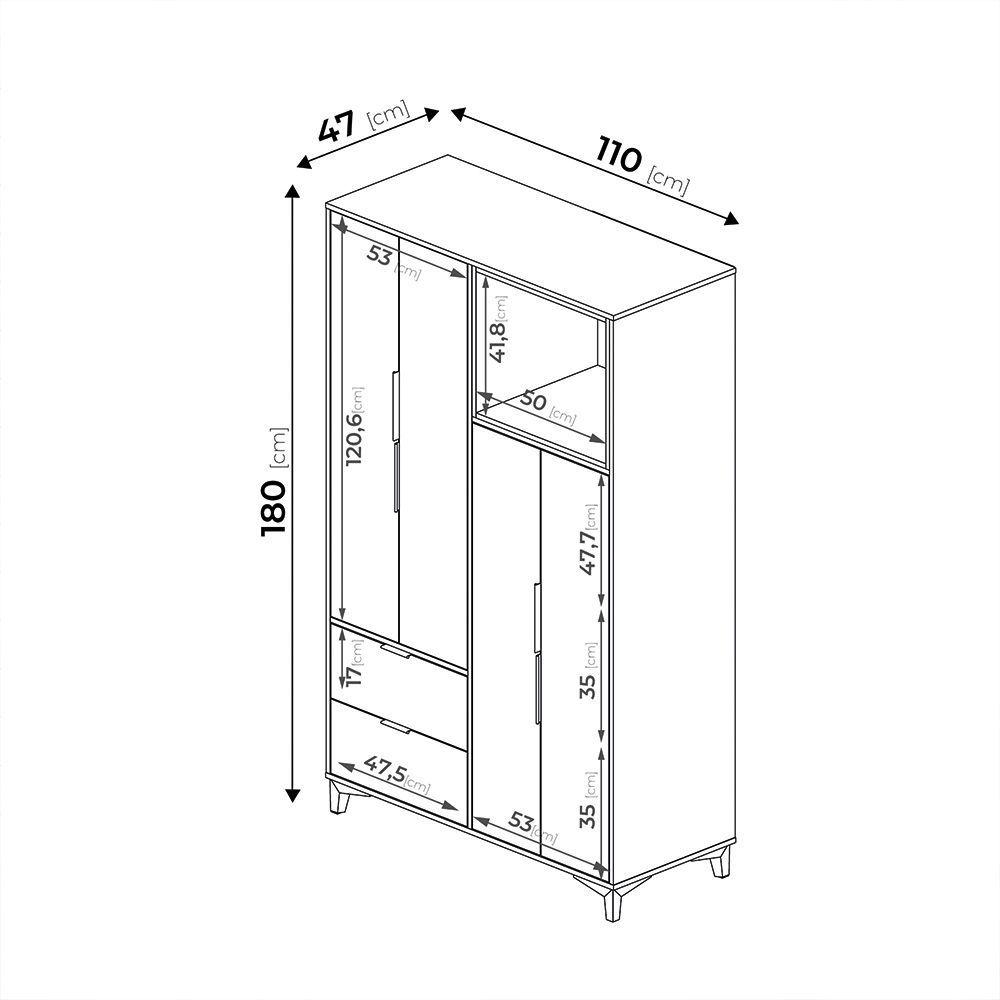 CLOSET MOOD 4P 2C 110x47x178 cm NEGRO/MADERA-7