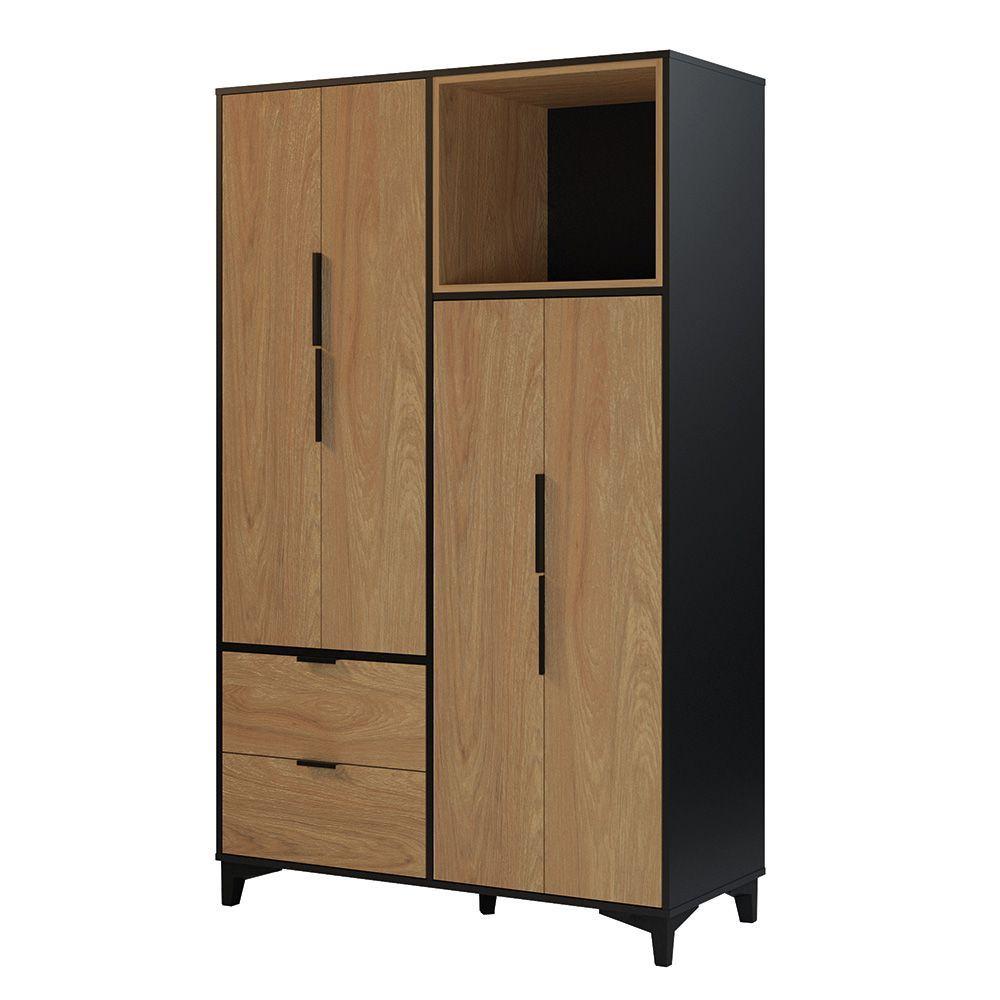 CLOSET MOOD 4P 2C 110x47x178 cm NEGRO/MADERA-1