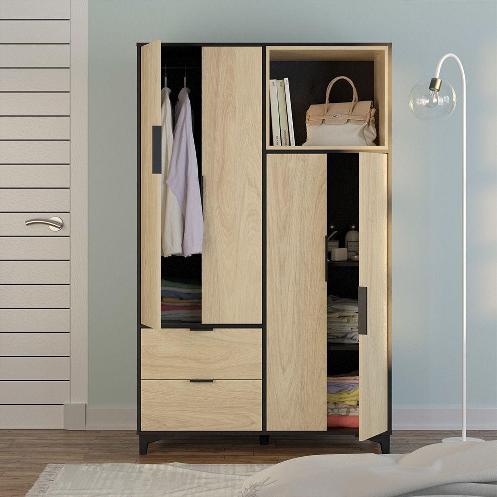 CLOSET MOOD 4P 2C 110x47x178 cm NEGRO/MADERA-6