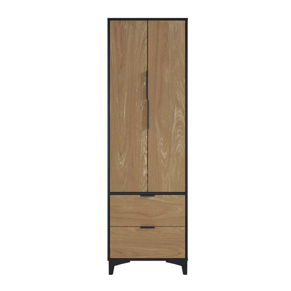 Closet Mood 2P2C Hyggesign 57x178x47cm. Color Negro / Madera-1