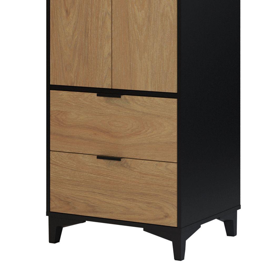 Closet Mood 2P2C Hyggesign 57x178x47cm. Color Negro / Madera-5