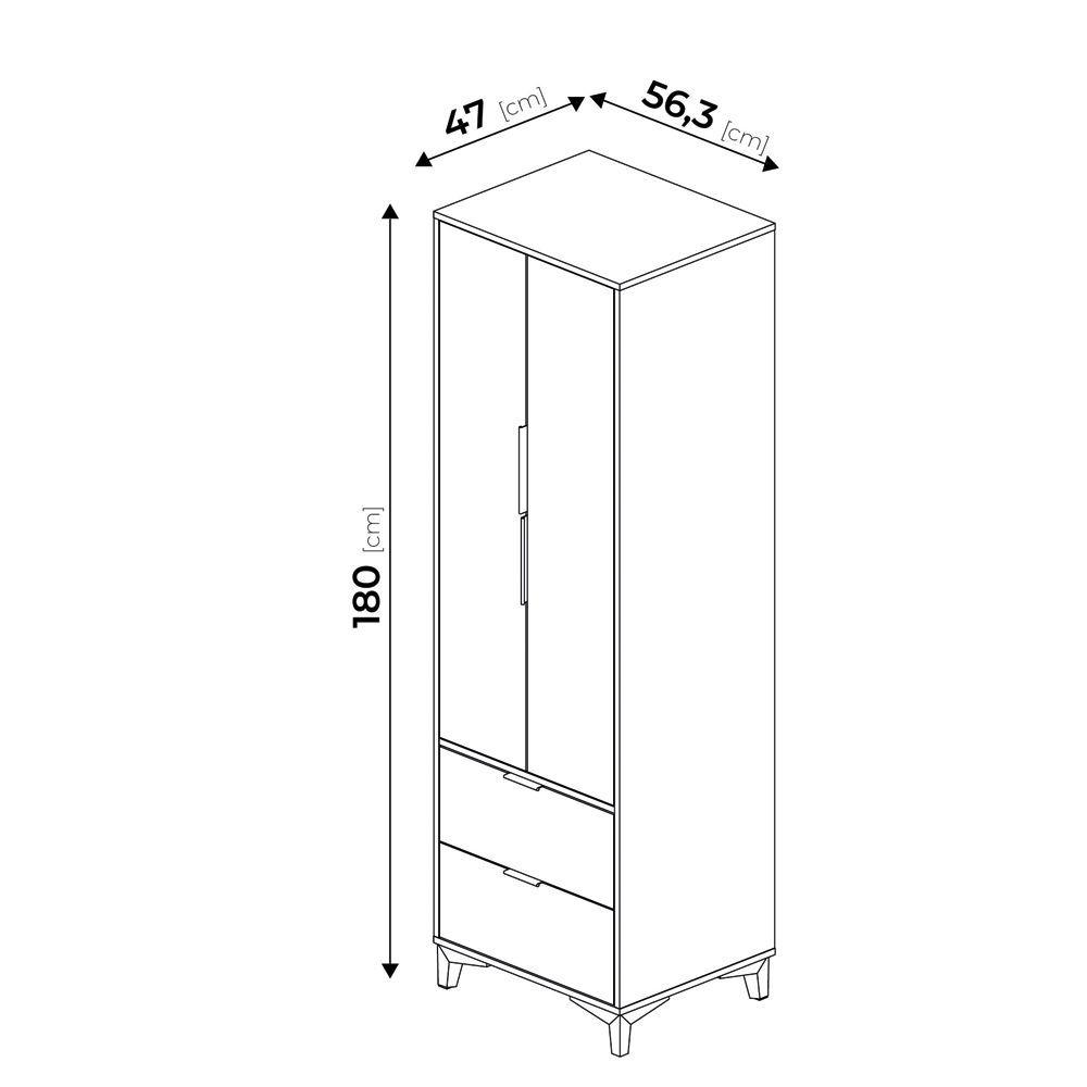 Closet Mood 2P2C Hyggesign 57x178x47cm. Color Negro / Madera-3