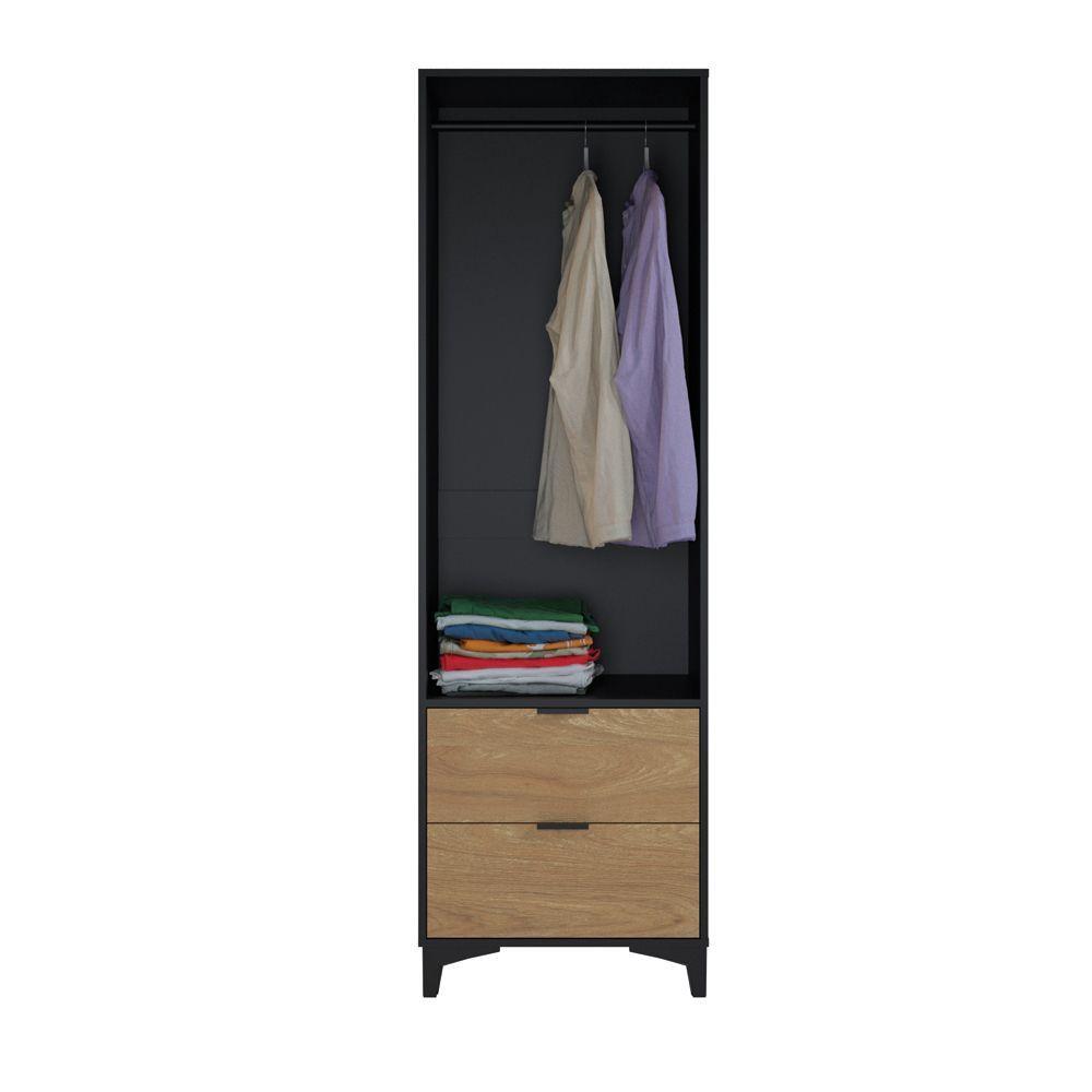 Closet Mood 2P2C Hyggesign 57x178x47cm. Color Negro / Madera-0