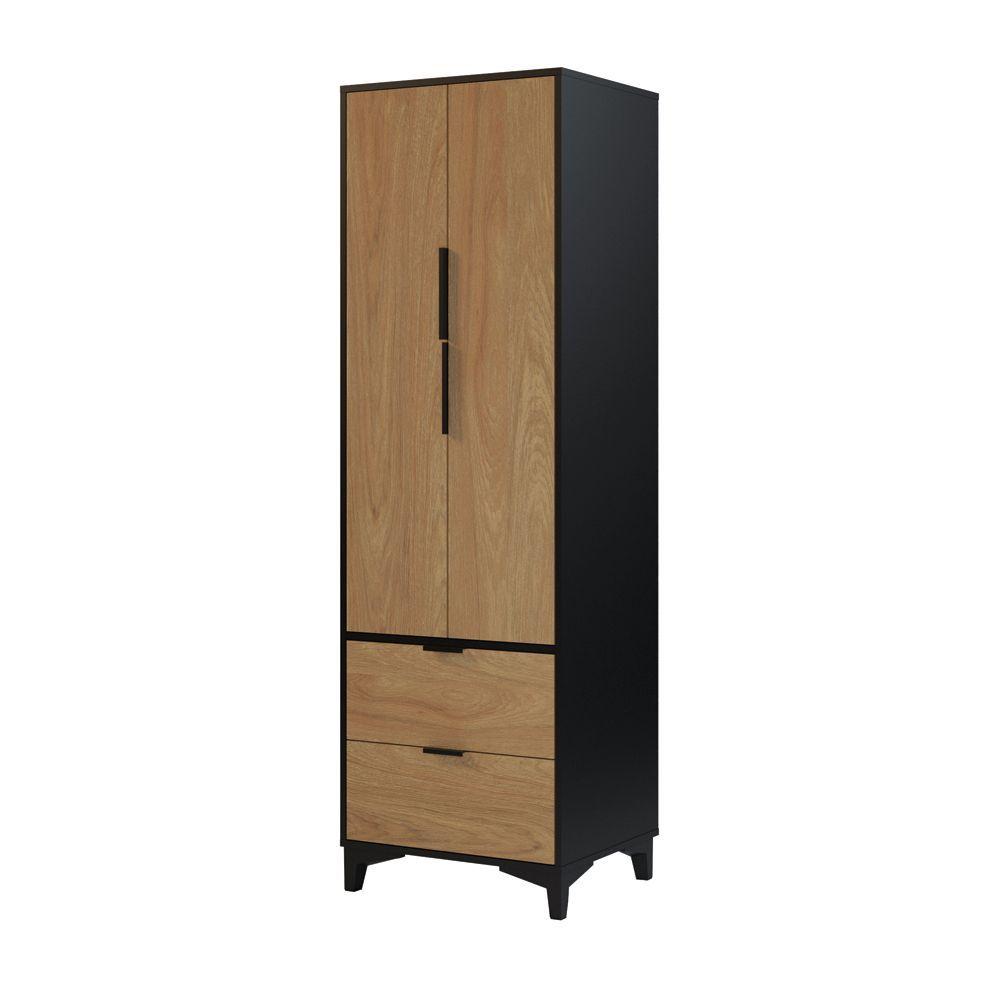 Closet Mood 2P2C Hyggesign 57x178x47cm. Color Negro / Madera-2