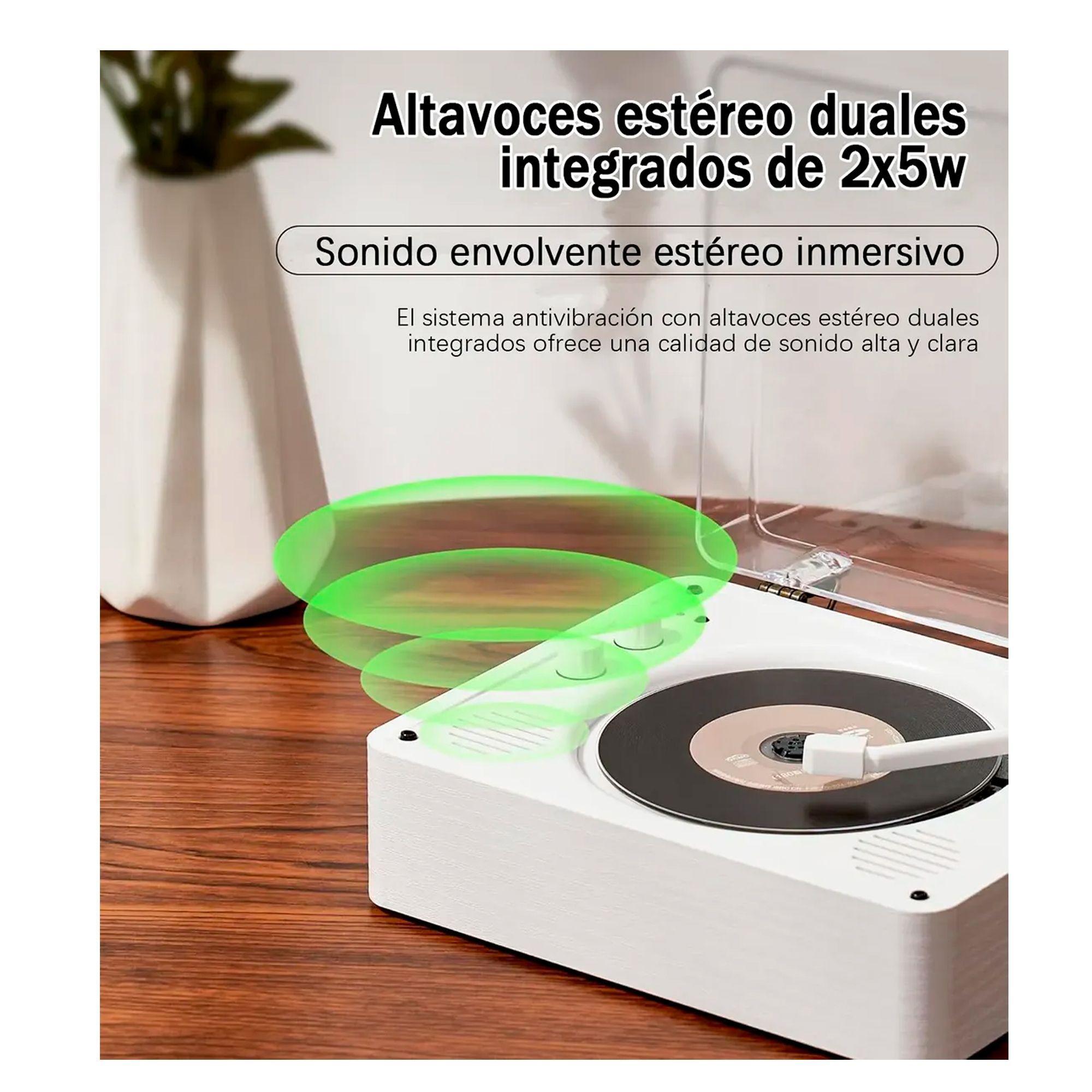 Reproductor De Disco Bluetooth Usb Portatil Retro-3
