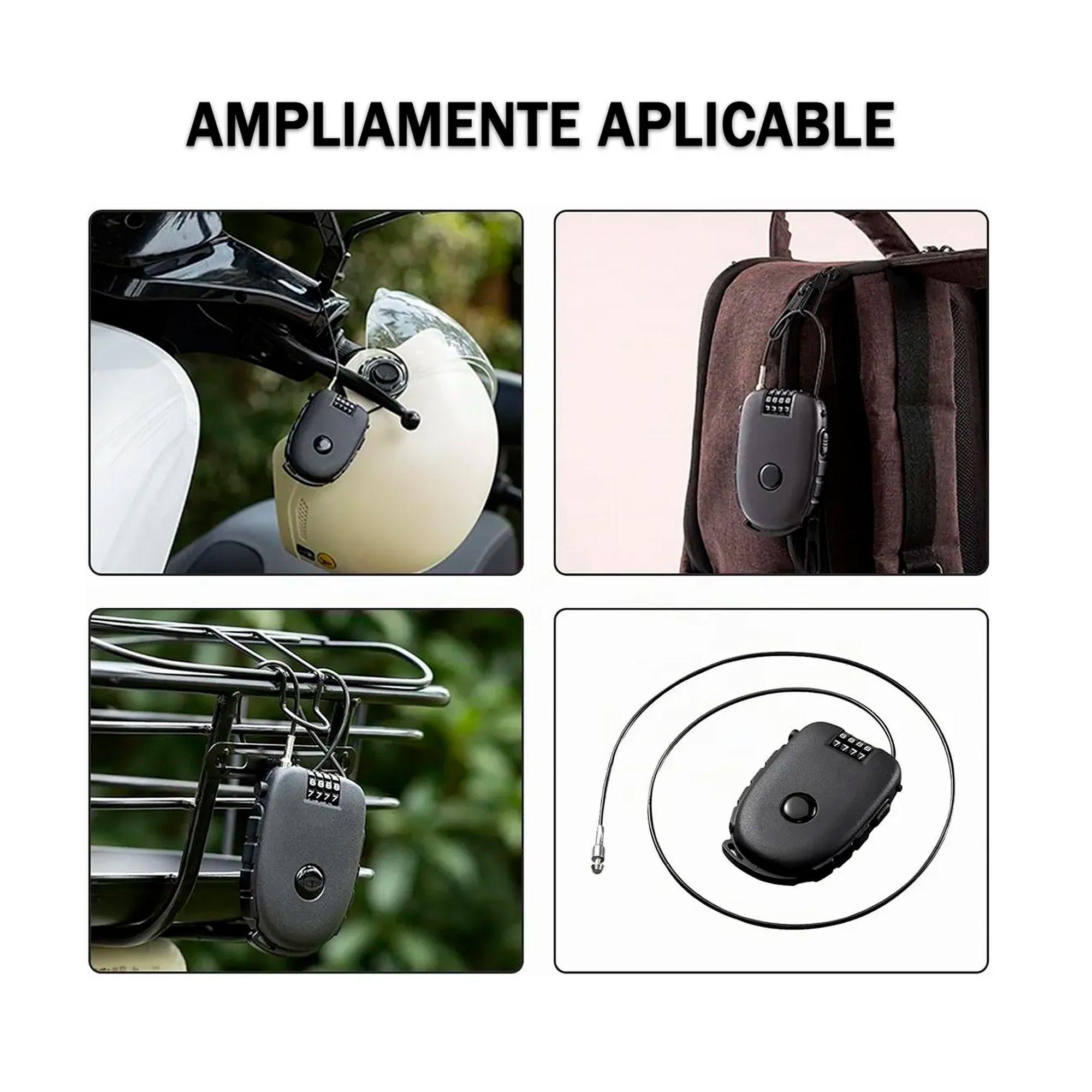 Candado Con Cable De Seguridad Clave De 4 Digitos Retractil-3