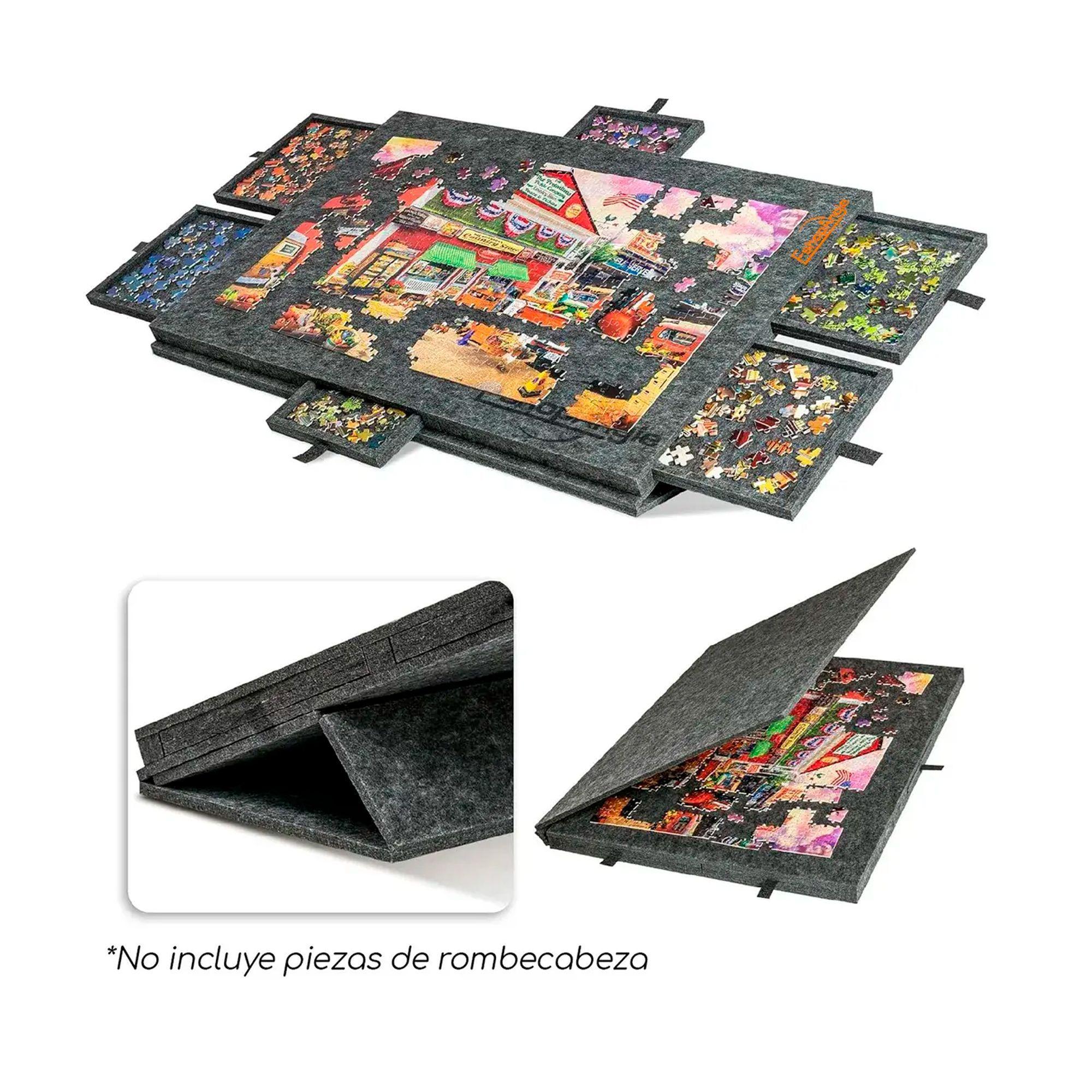 Tabla De Rompecabezas Inclinable Con Soporte Y 6 Cajone-3