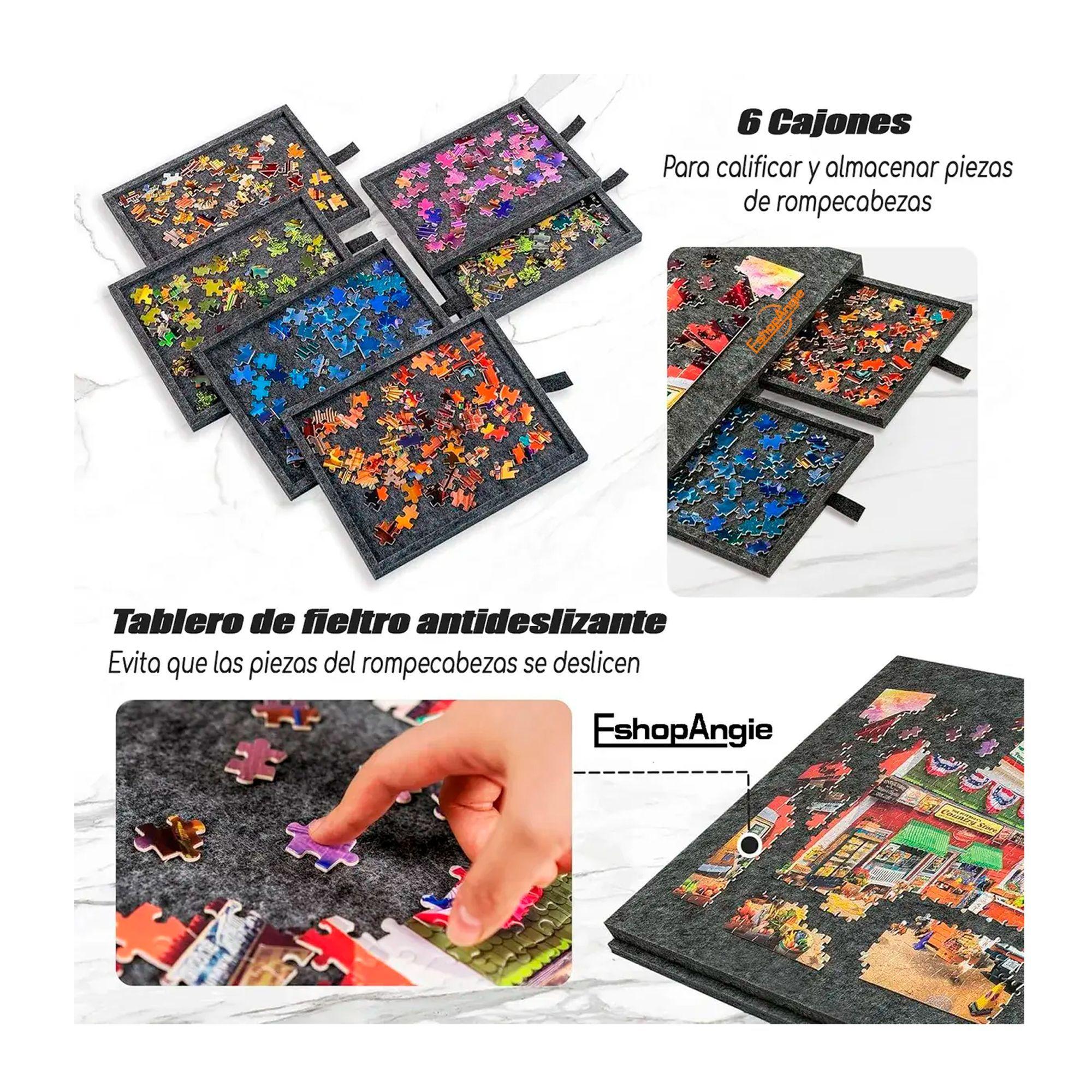 Tabla De Rompecabezas Inclinable Con Soporte Y 6 Cajone-4