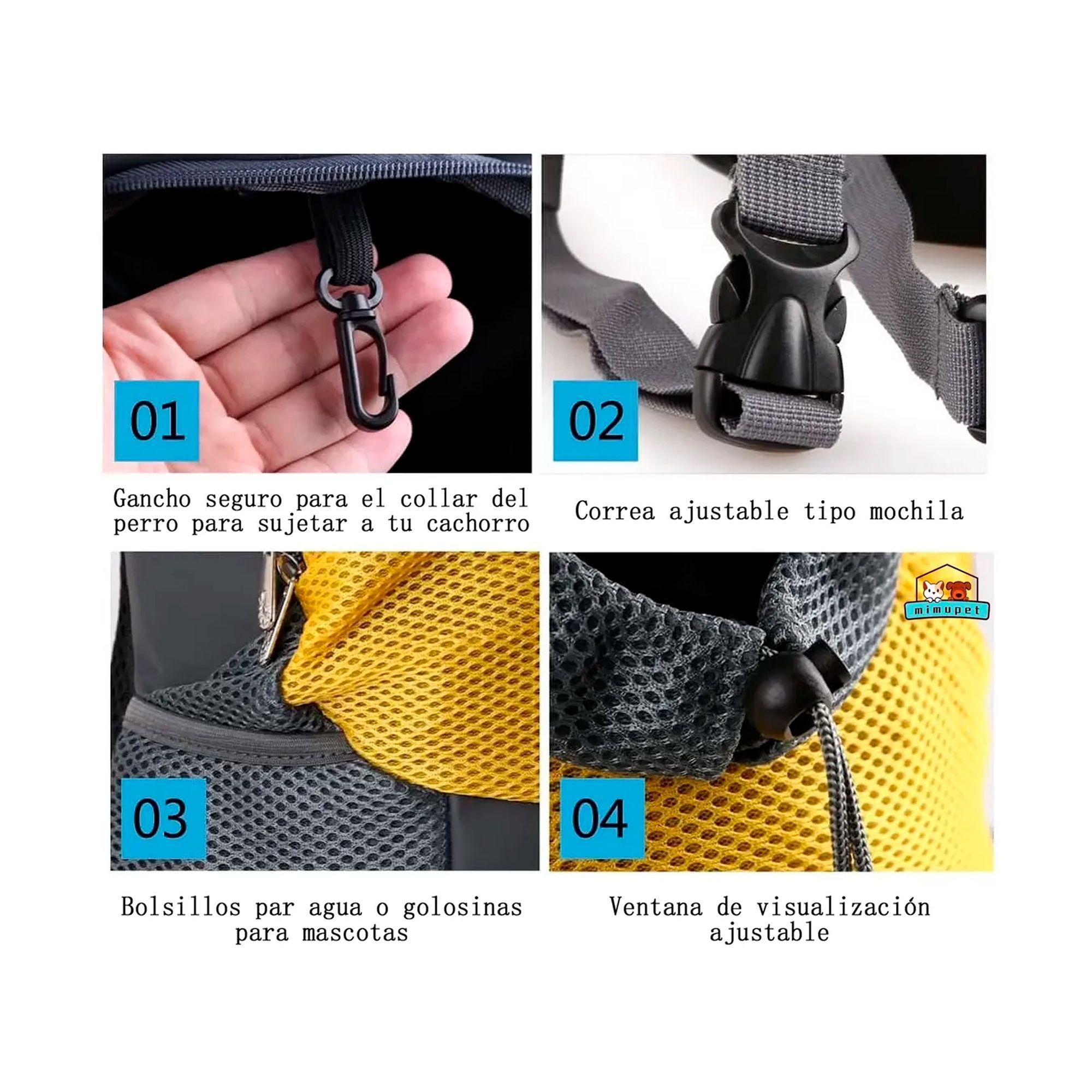 Mochila Transportadora Mascota Perros Gatos Malla Respirable-4