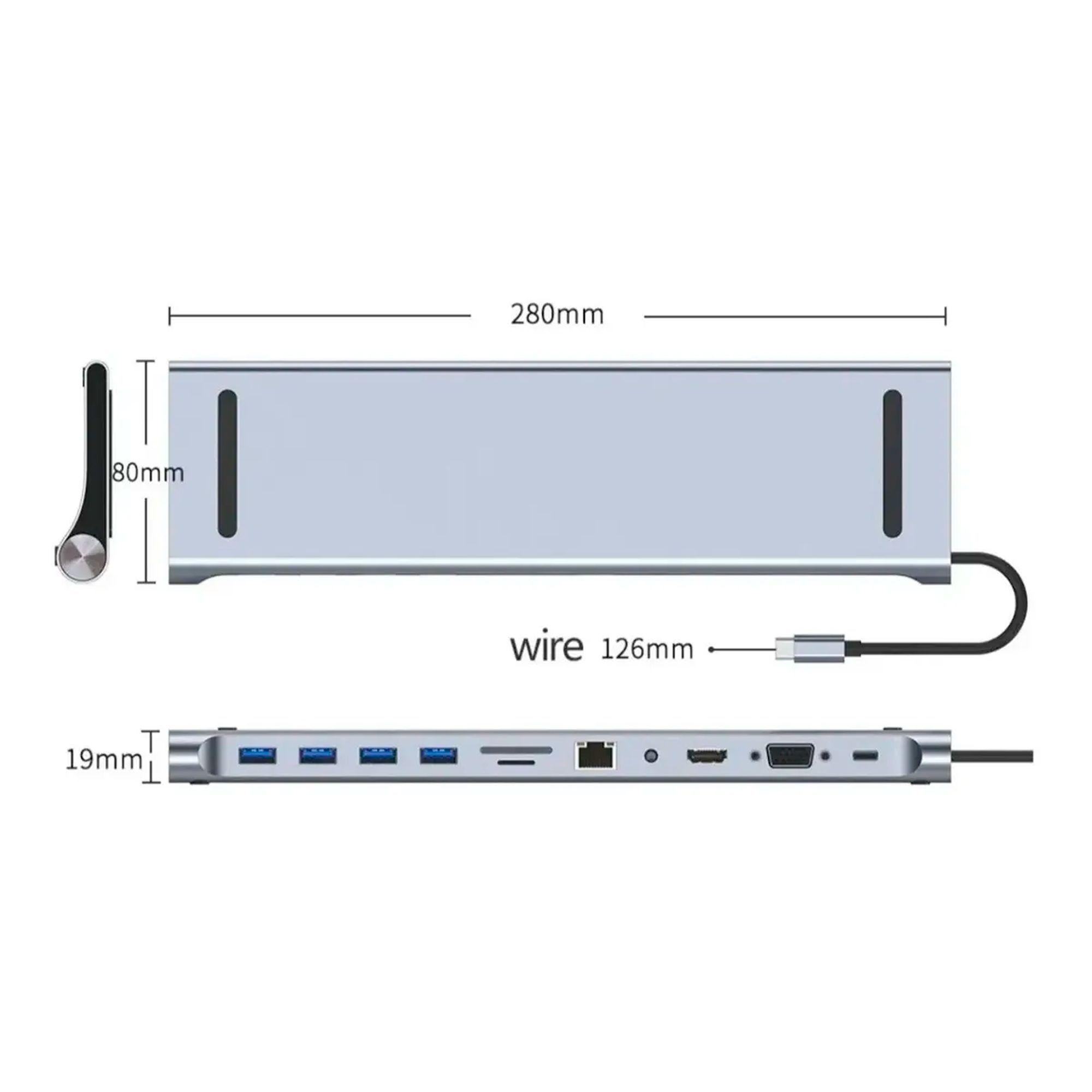 Adaptador Hub 11 En 1 Usb Tipo C Usb c Hdmi Vga Usb Lan Sd-3