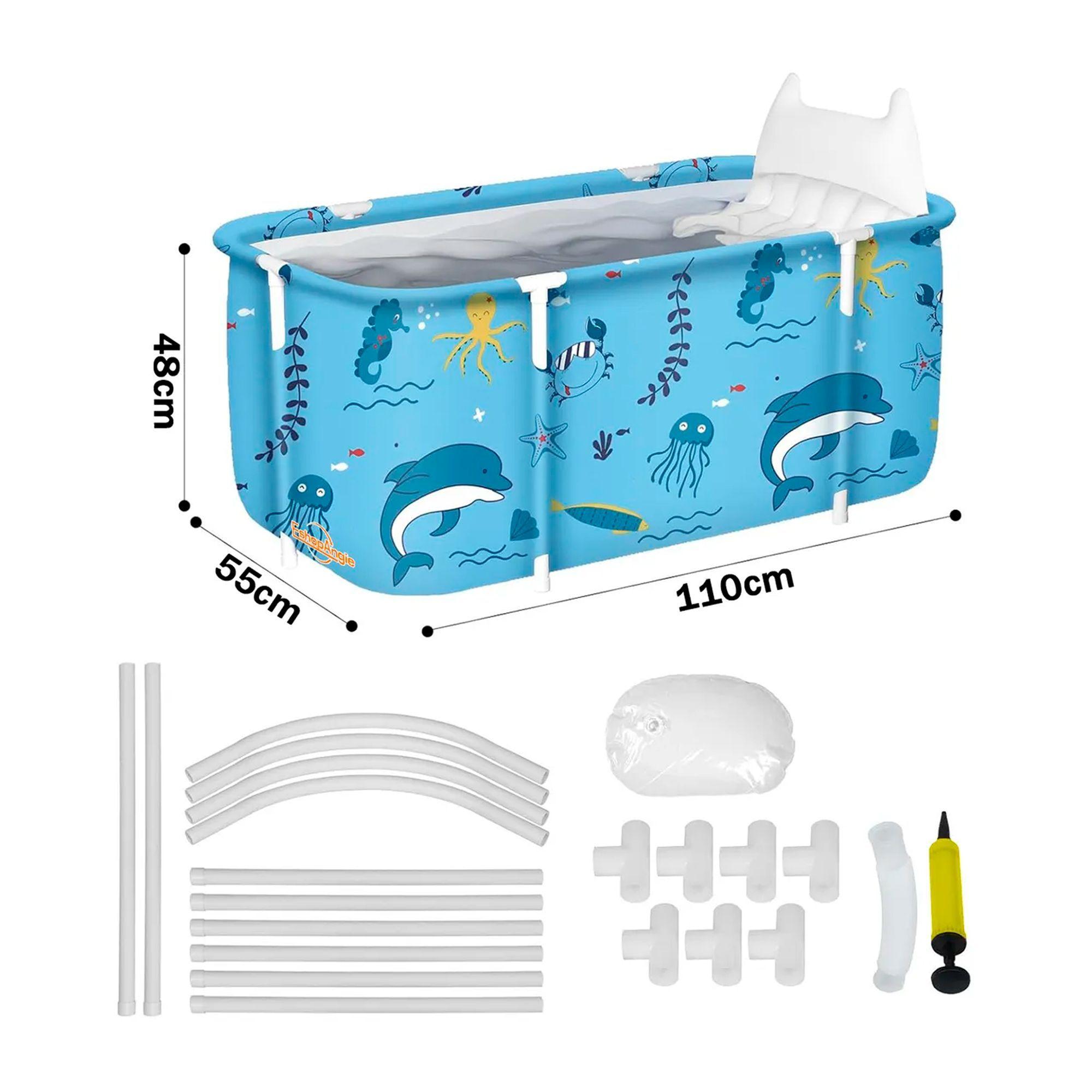 Bañera Plegable Portátil Adultos Y Niños Balde Spa 110×55cm-3