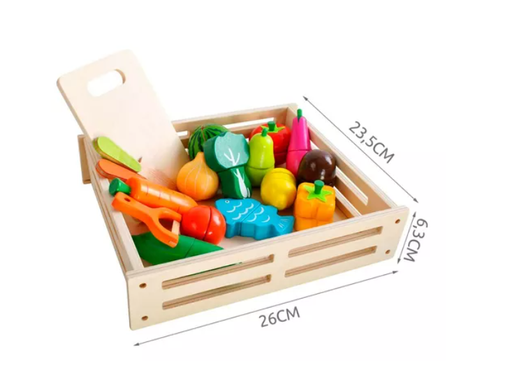 Set De Frutas Y Verduras De Madera Juguete Didáctico 17pzs-3