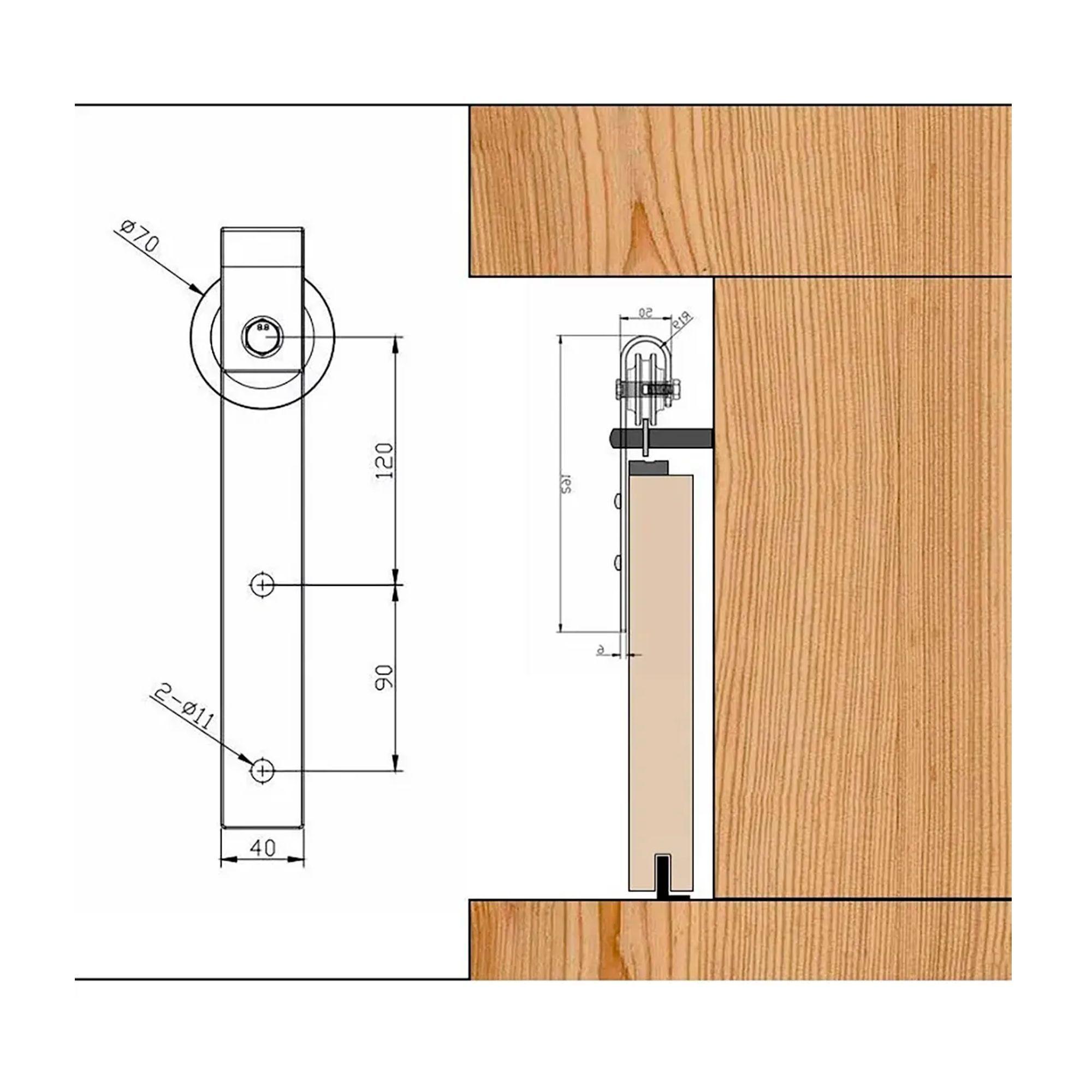 Kit Herraje Riel Para Puerta Corrediza Estilo Granero 2m-2