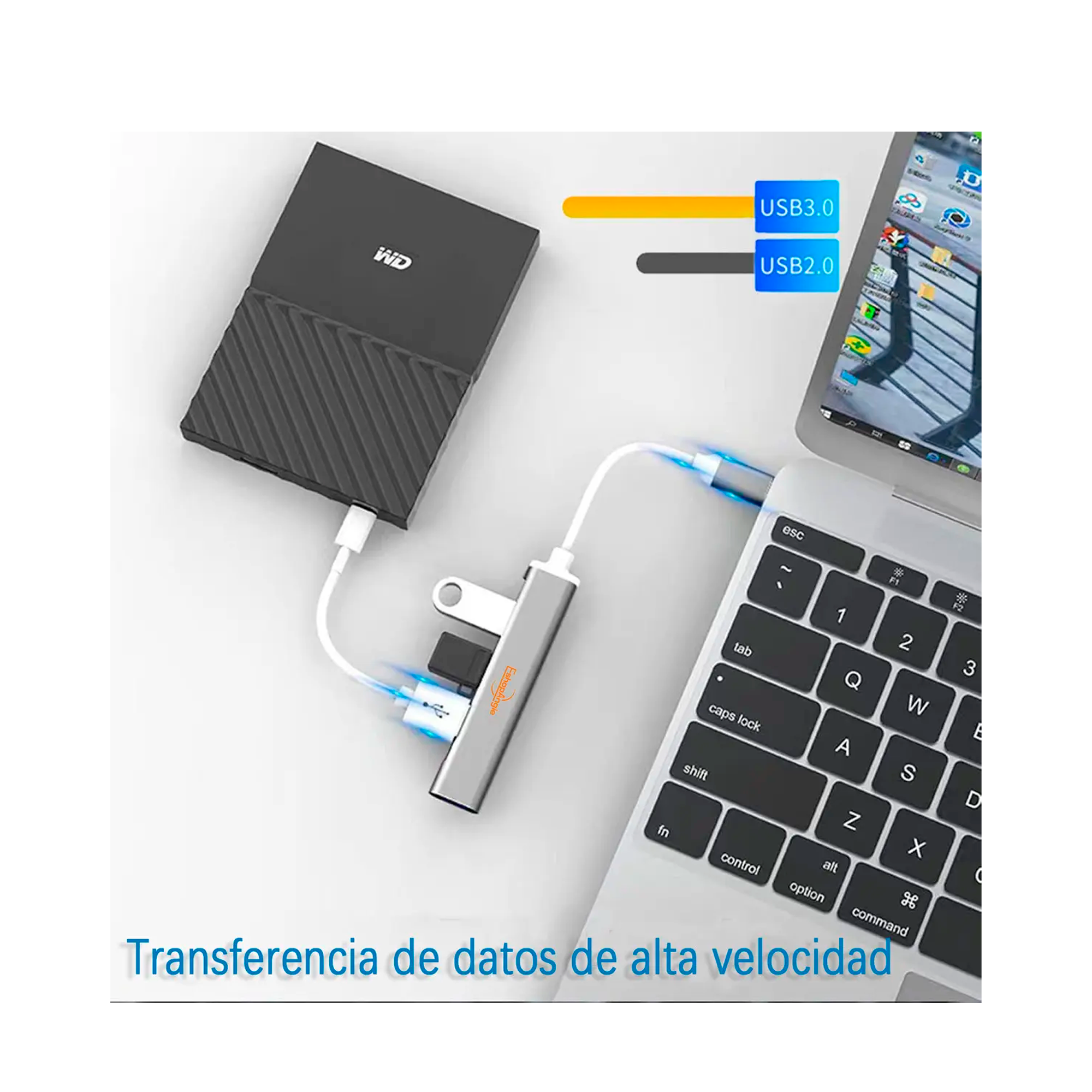Adaptador Usb Hub Tipo C 4 X Usb 3.0 4 En 1-2