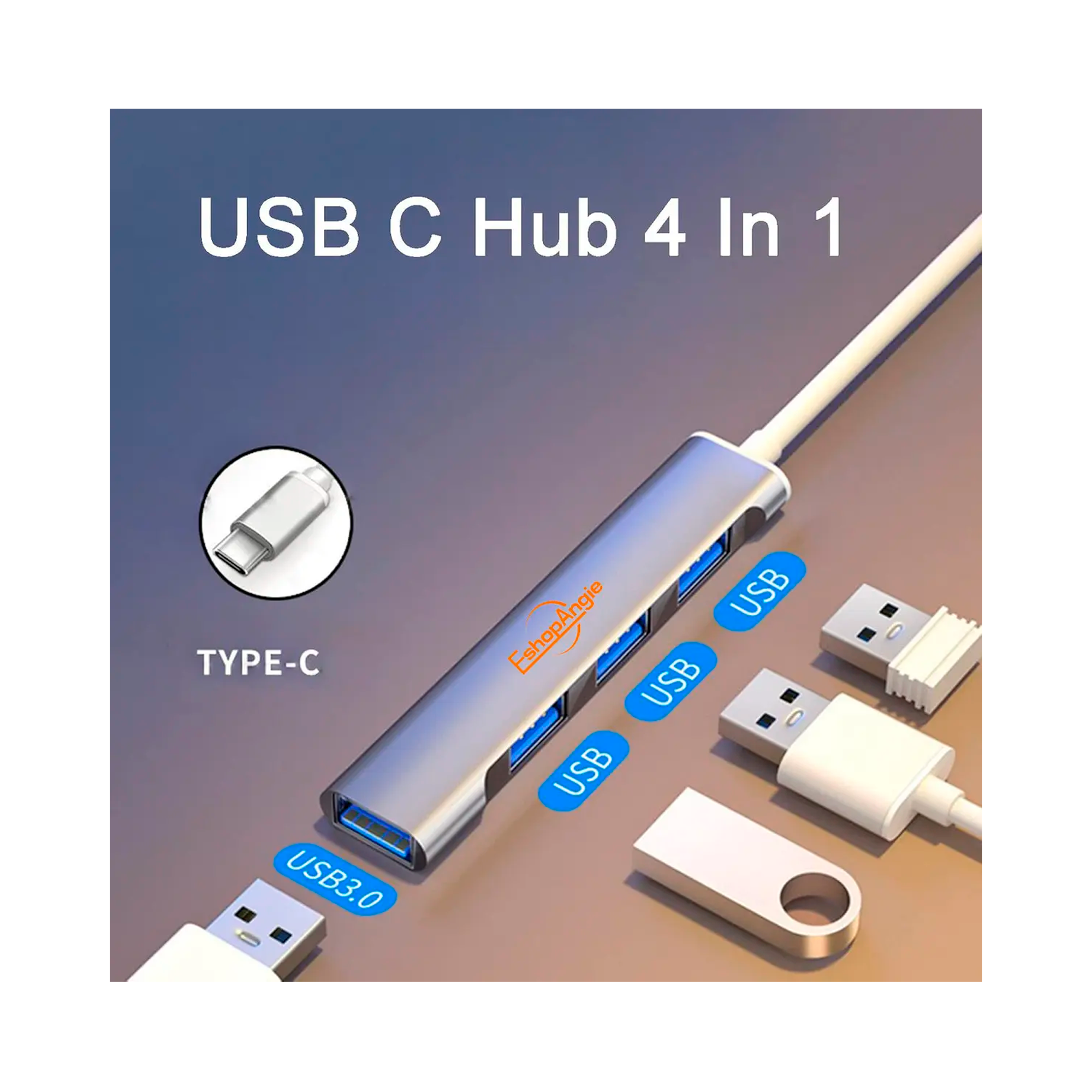 Adaptador Usb Hub Tipo C 4 X Usb 3.0 4 En 1-3