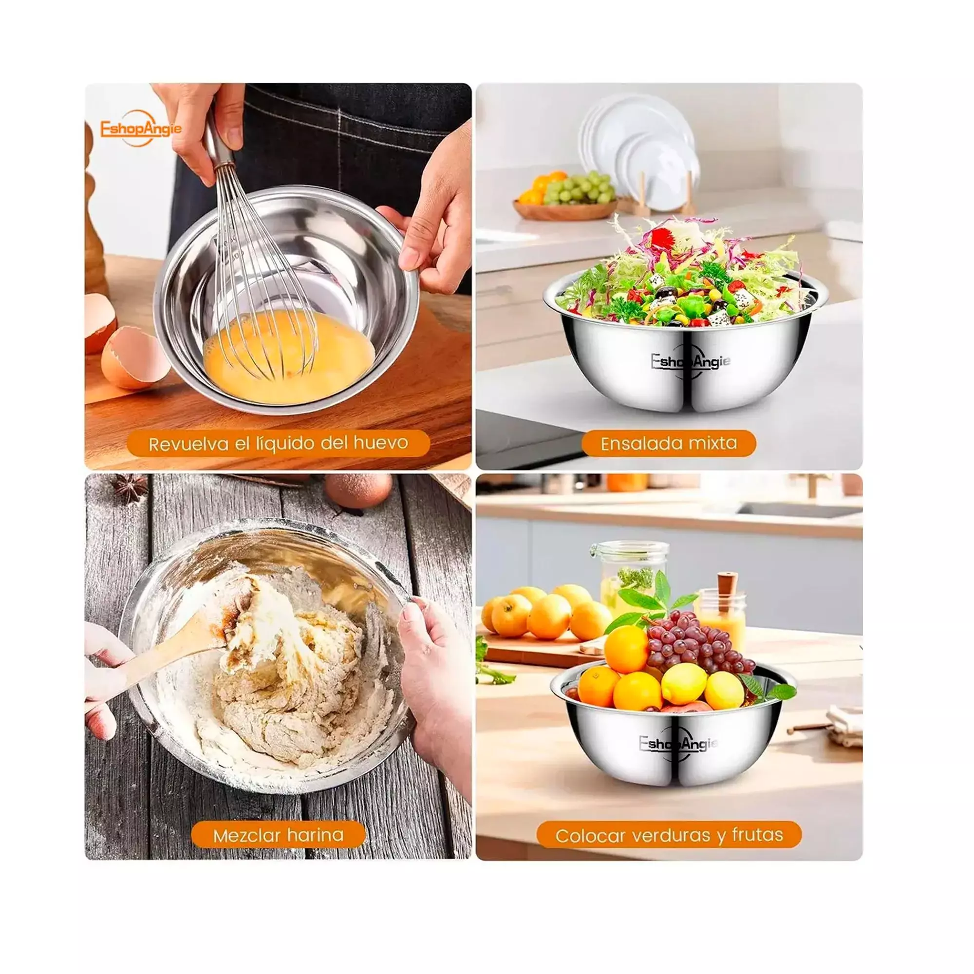 Pack 5 Bowl Pocillo Acero Inoxidable Reposteria Cocina-3