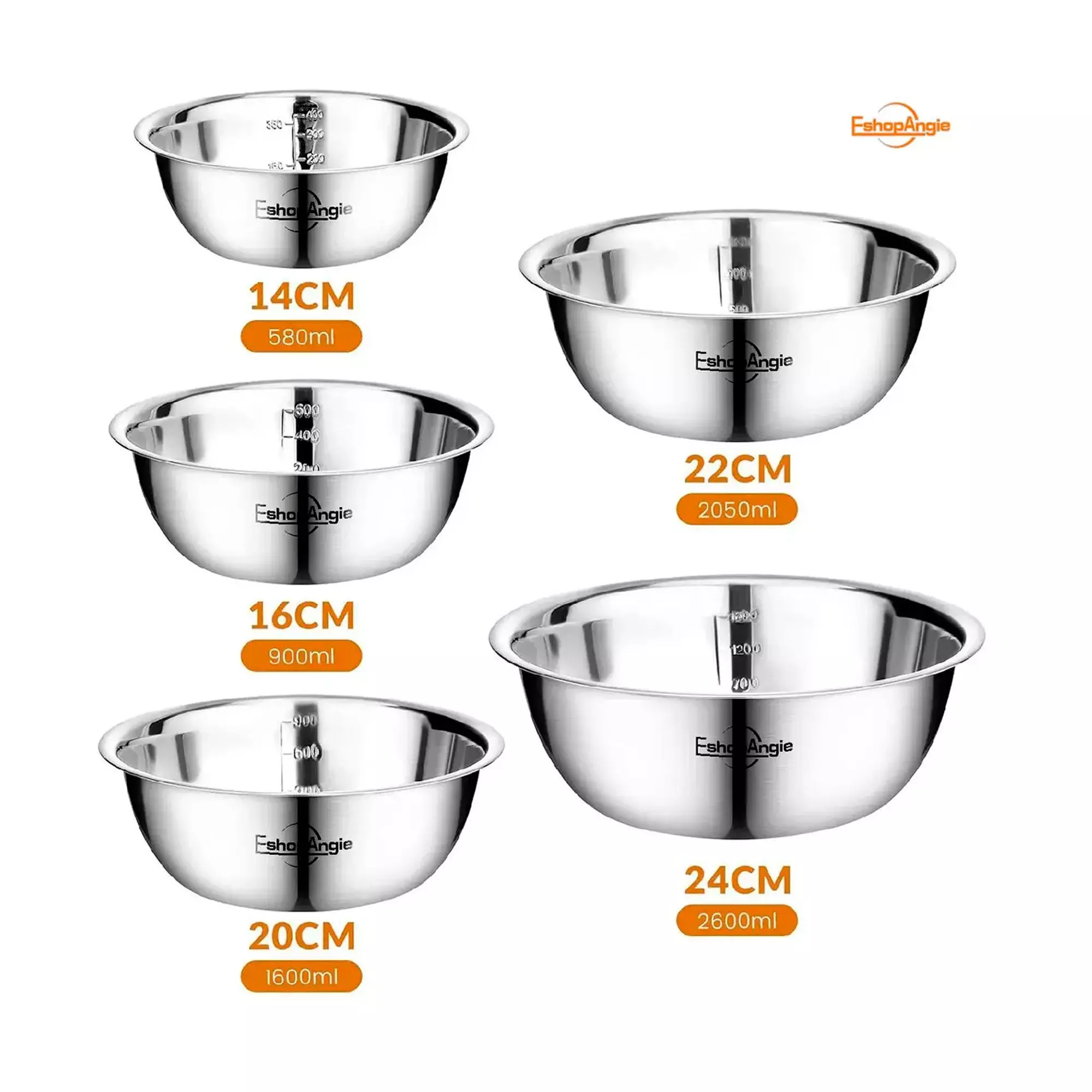 Pack 5 Bowl Pocillo Acero Inoxidable Reposteria Cocina-4