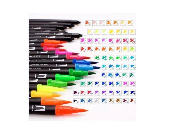 60 Marcadores De Doble Punta Tipo Pincel Colores-4