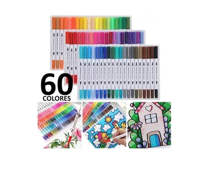 60 Marcadores De Doble Punta Tipo Pincel Colores-5