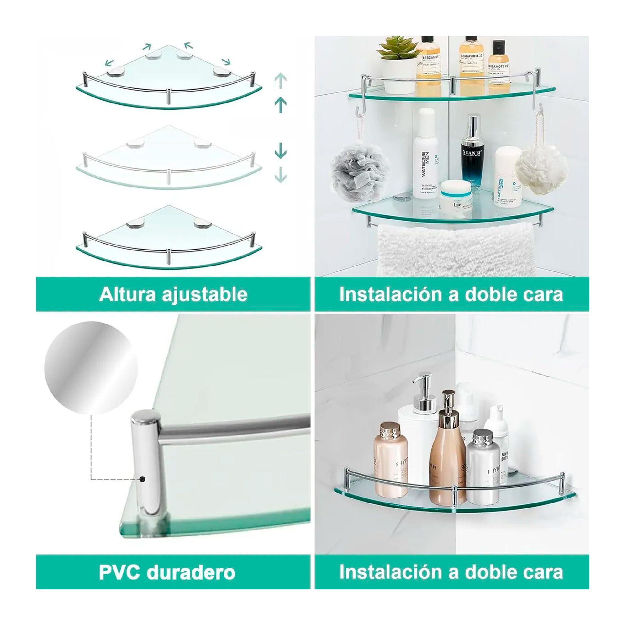 Pack 4 Organizador Repisa Esquineras De Vidrio Ducha Estante-3