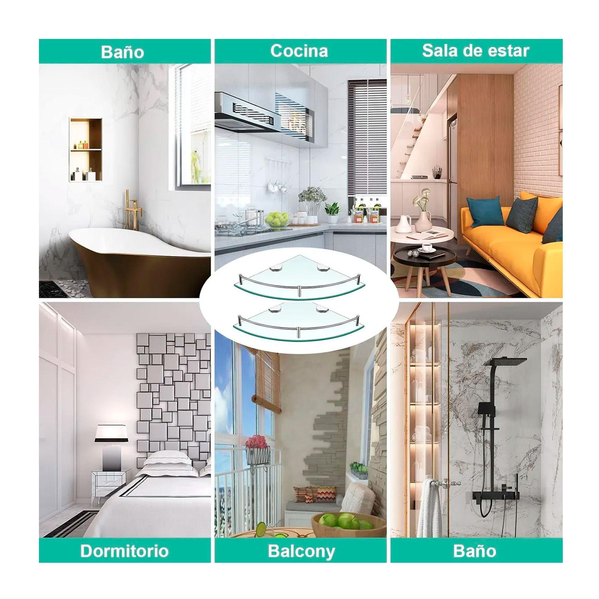 Pack 4 Organizador Repisa Esquineras De Vidrio Ducha Estante-5