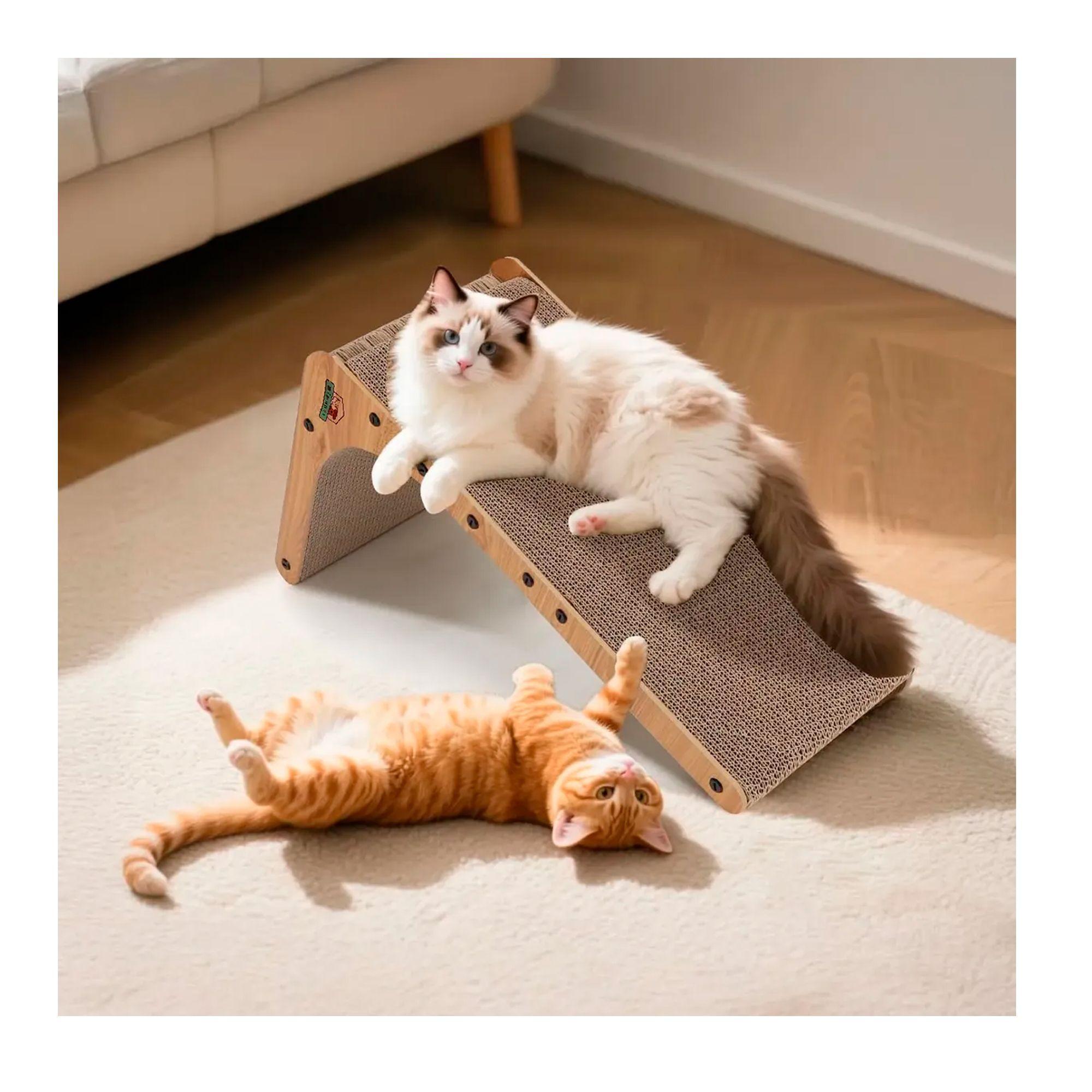 Rascador Vertical Para Gatos En Forma De L Carton Corrugado-4