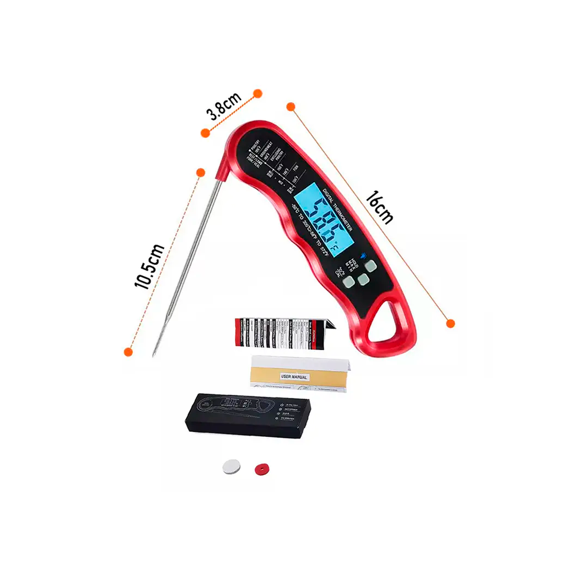 Termometro Digital Cocina Carnes Liquidos Aceite Plegable-3