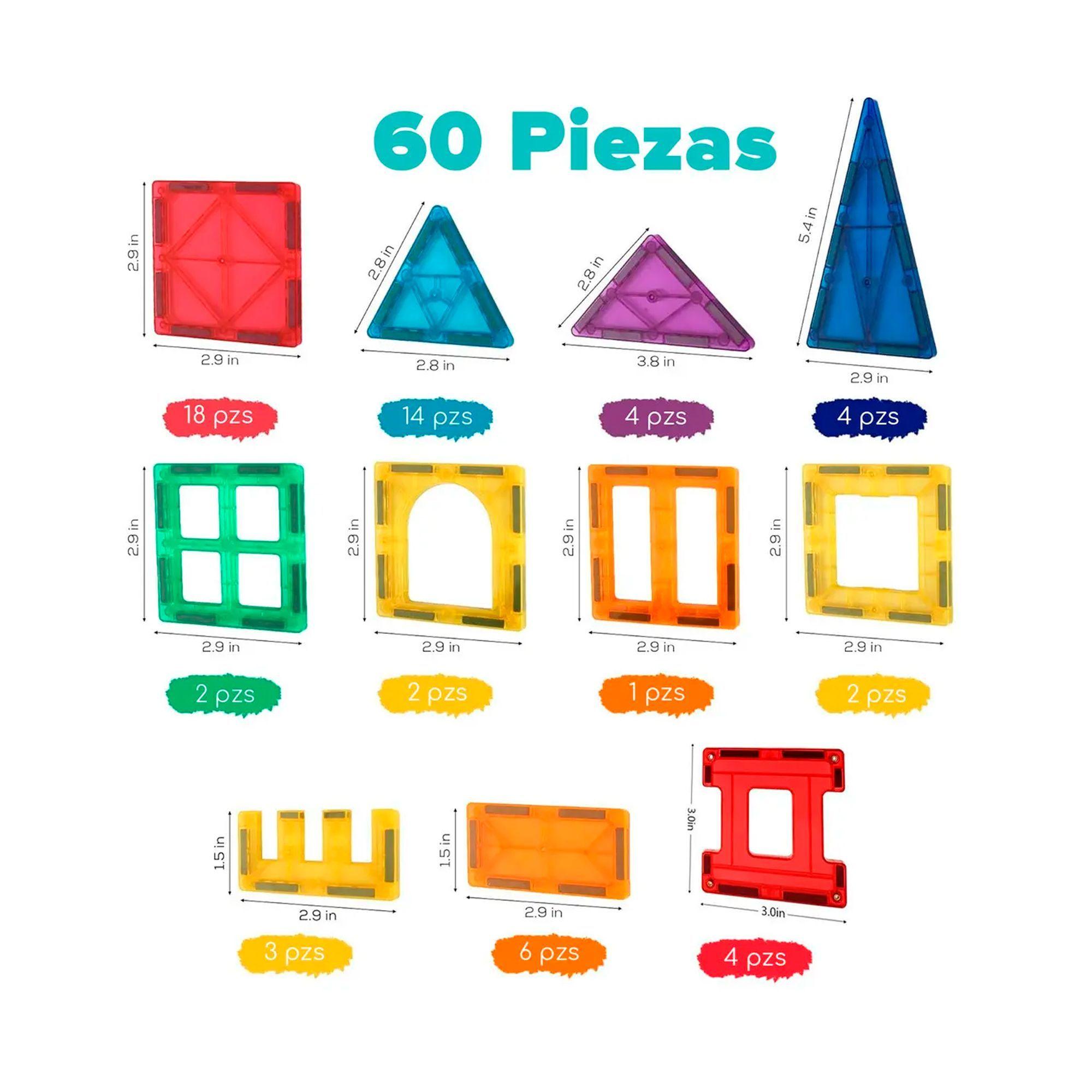 Juego De Bloques De Construccion Magneticos 3d 60 Piezas-2