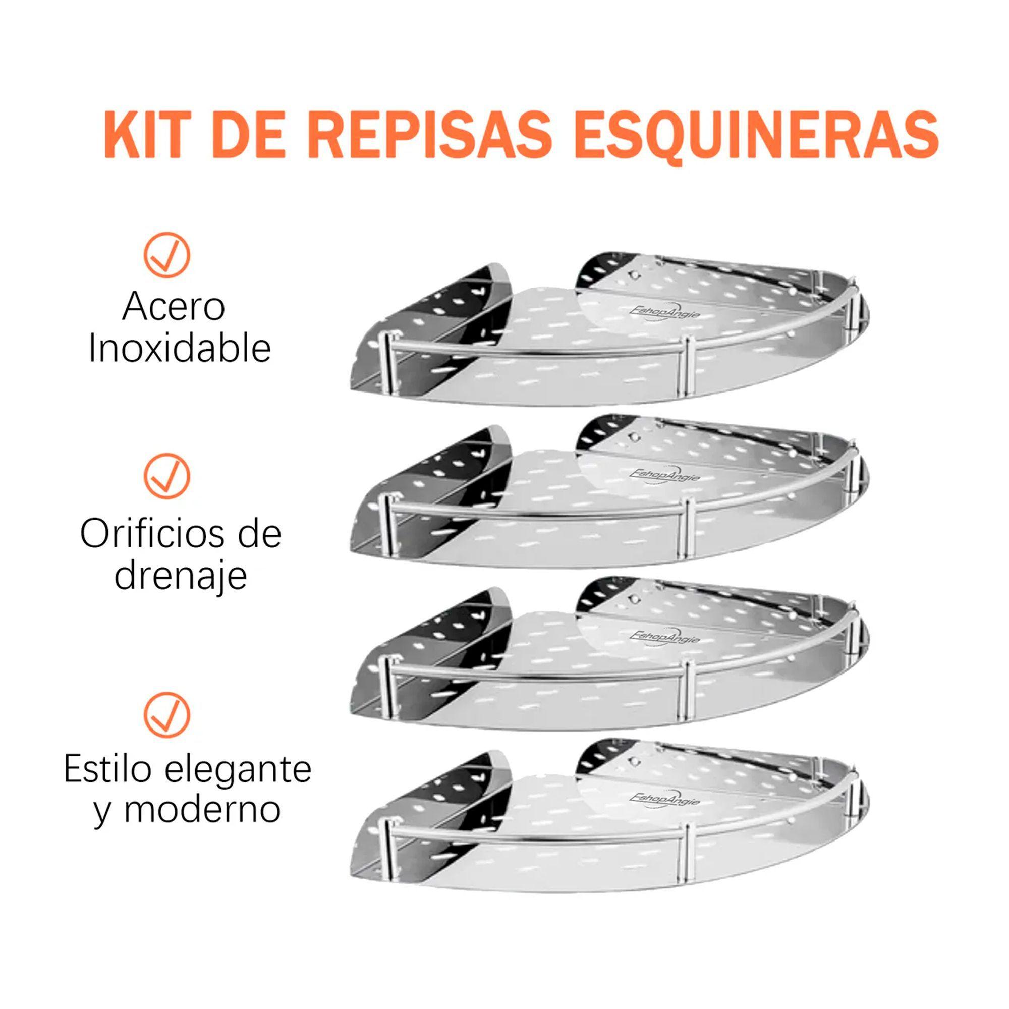 Set 4 Organizador Esquinero Ducha Acero Inoxidable Repisa-2