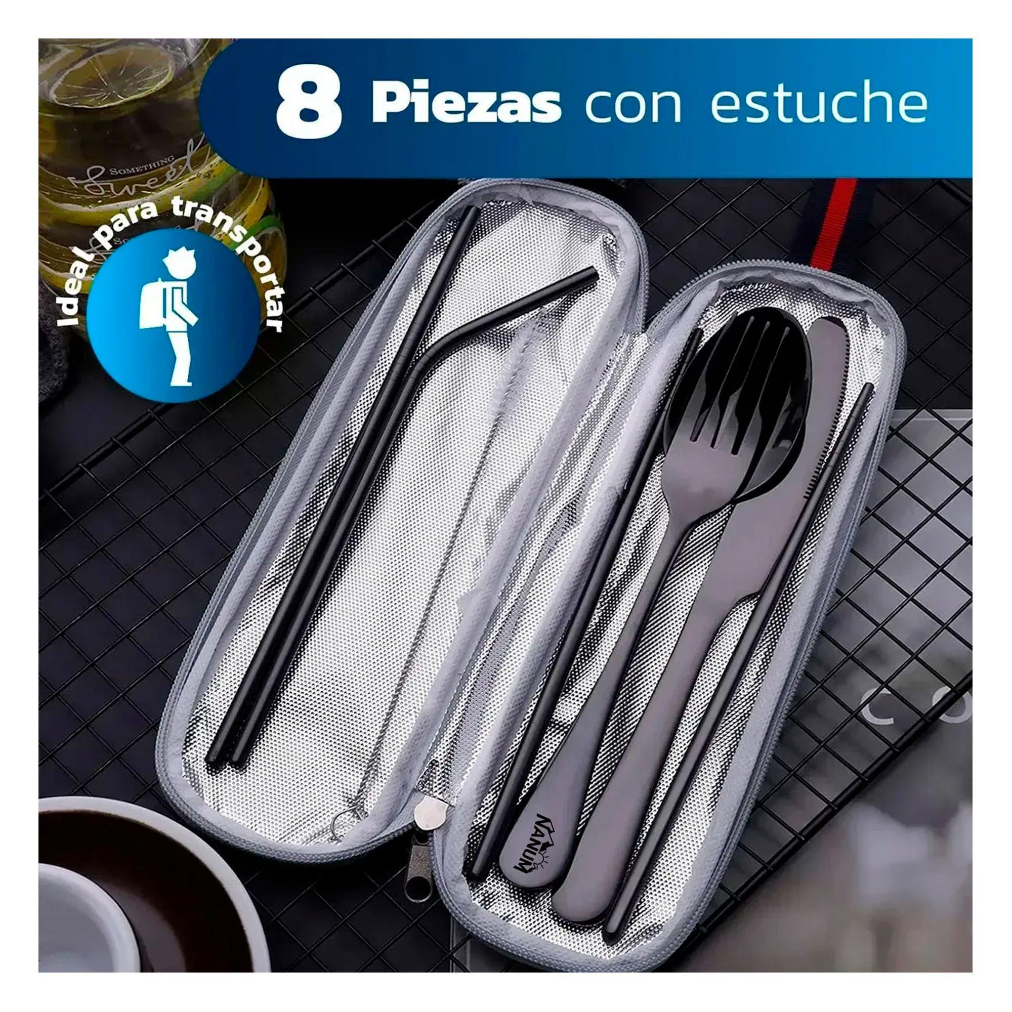 Juego De Cubiertos Portatiles Acero Inoxidable De 8 Piezas-5