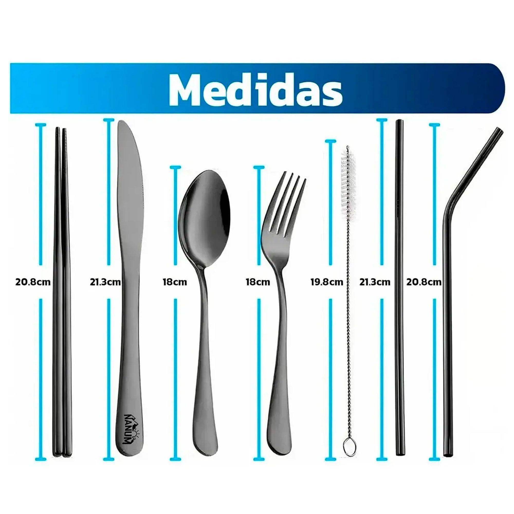 Juego De Cubiertos Portatiles Acero Inoxidable De 8 Piezas-6