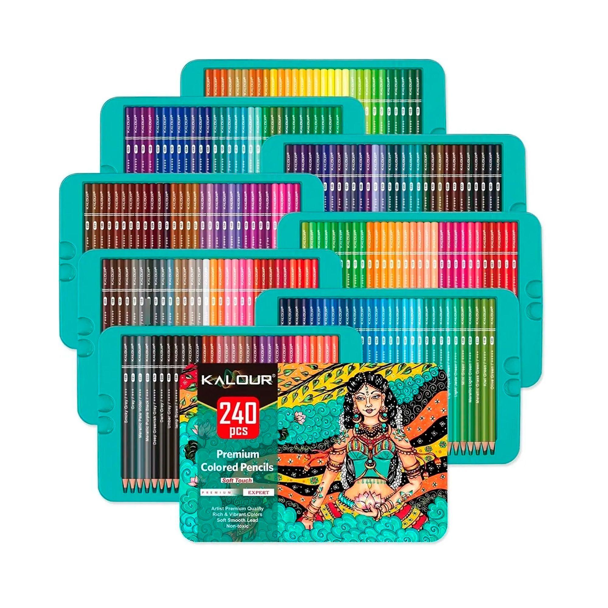 Set 240 Lapices Color Arte Profesional Dibujo Caja Met lica-0
