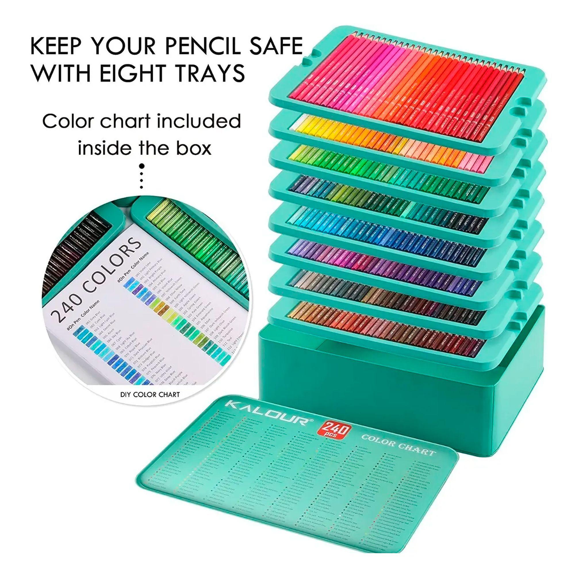 Set 240 Lapices Color Arte Profesional Dibujo Caja Met lica-1
