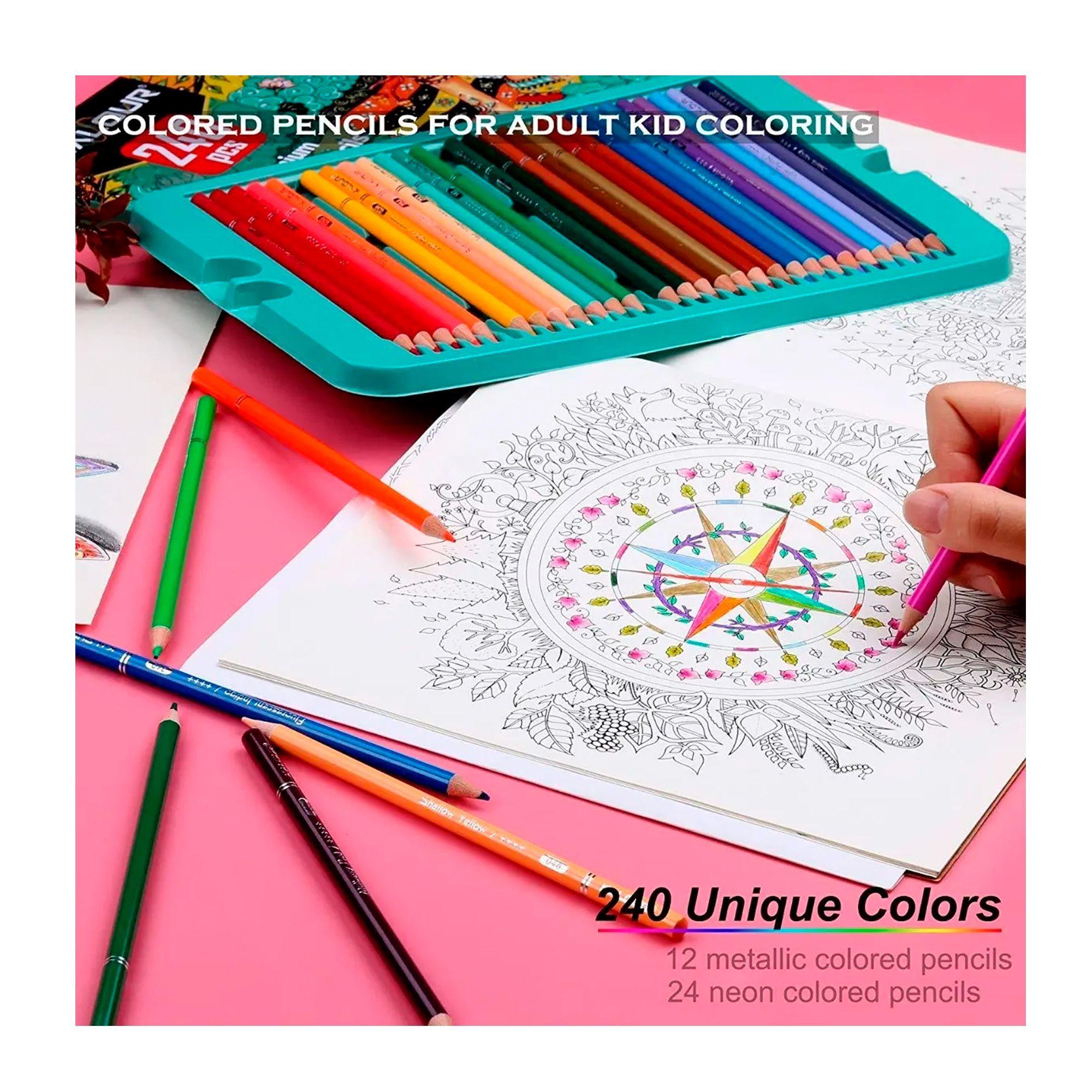 Set 240 Lapices Color Arte Profesional Dibujo Caja Met lica-2