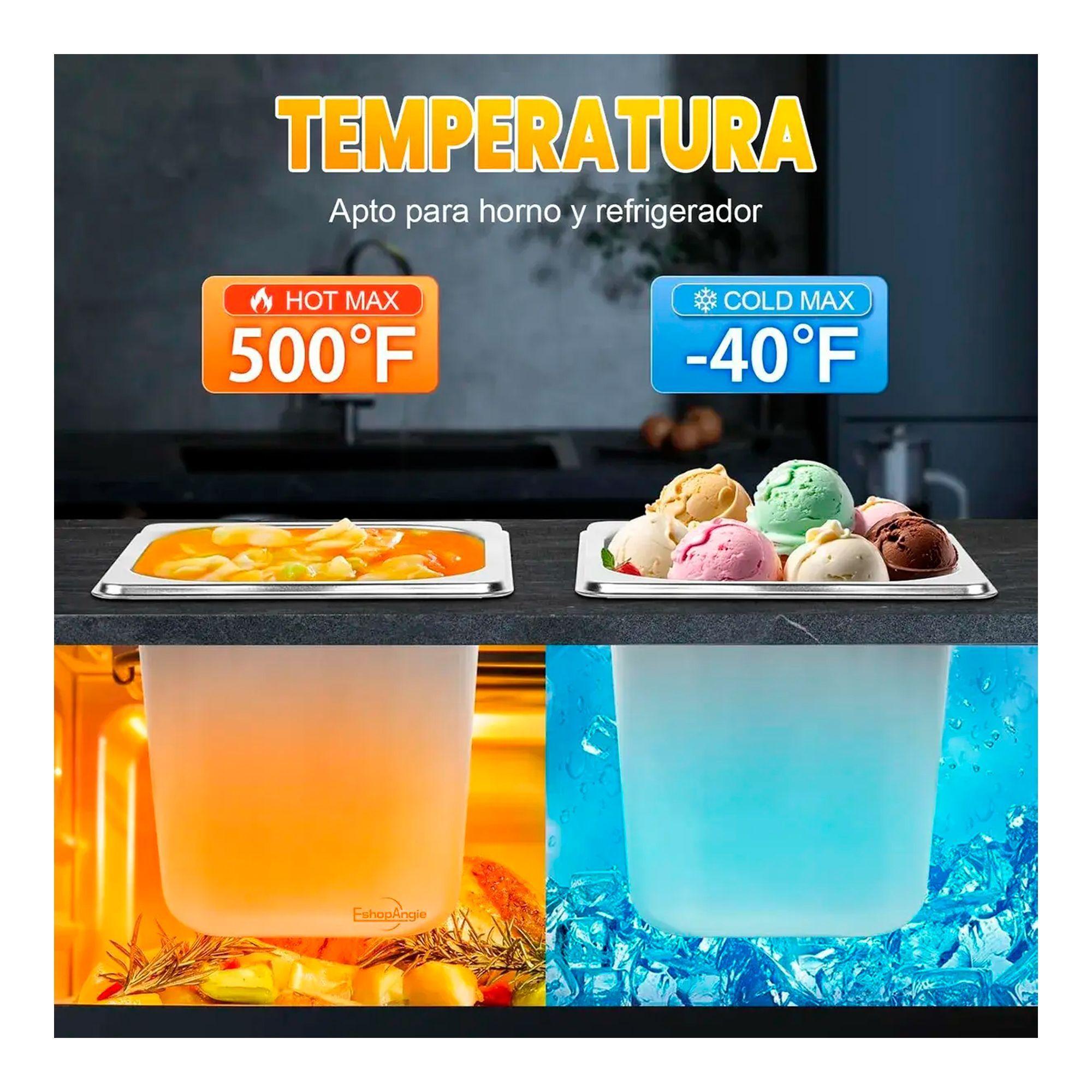 Pack 6 Deposito Gastronomico Acero 16 Cm X 26 5 Cm Con Tapa-4