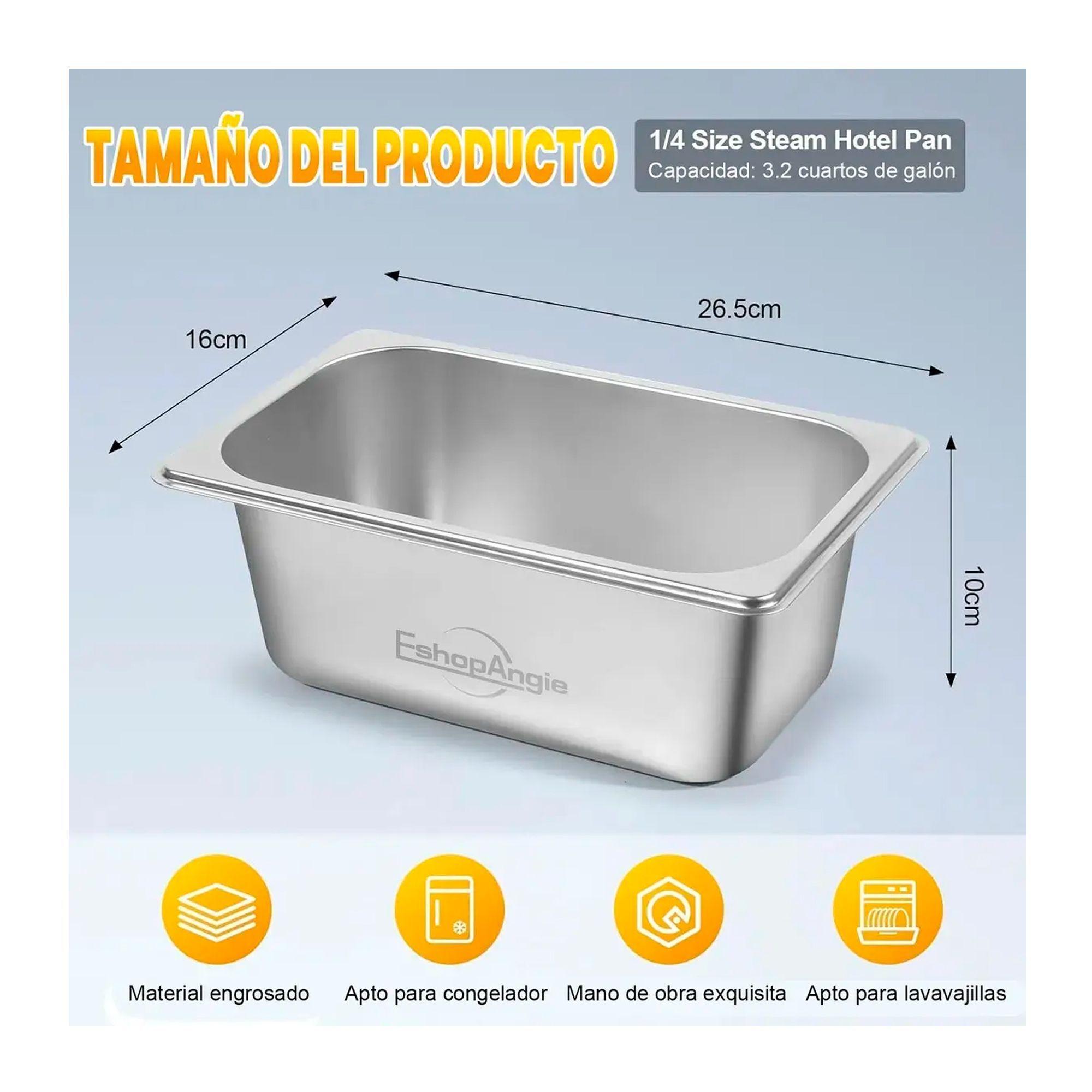 Pack 6 Deposito Gastronomico Acero 16 Cm X 26 5 Cm Con Tapa-5