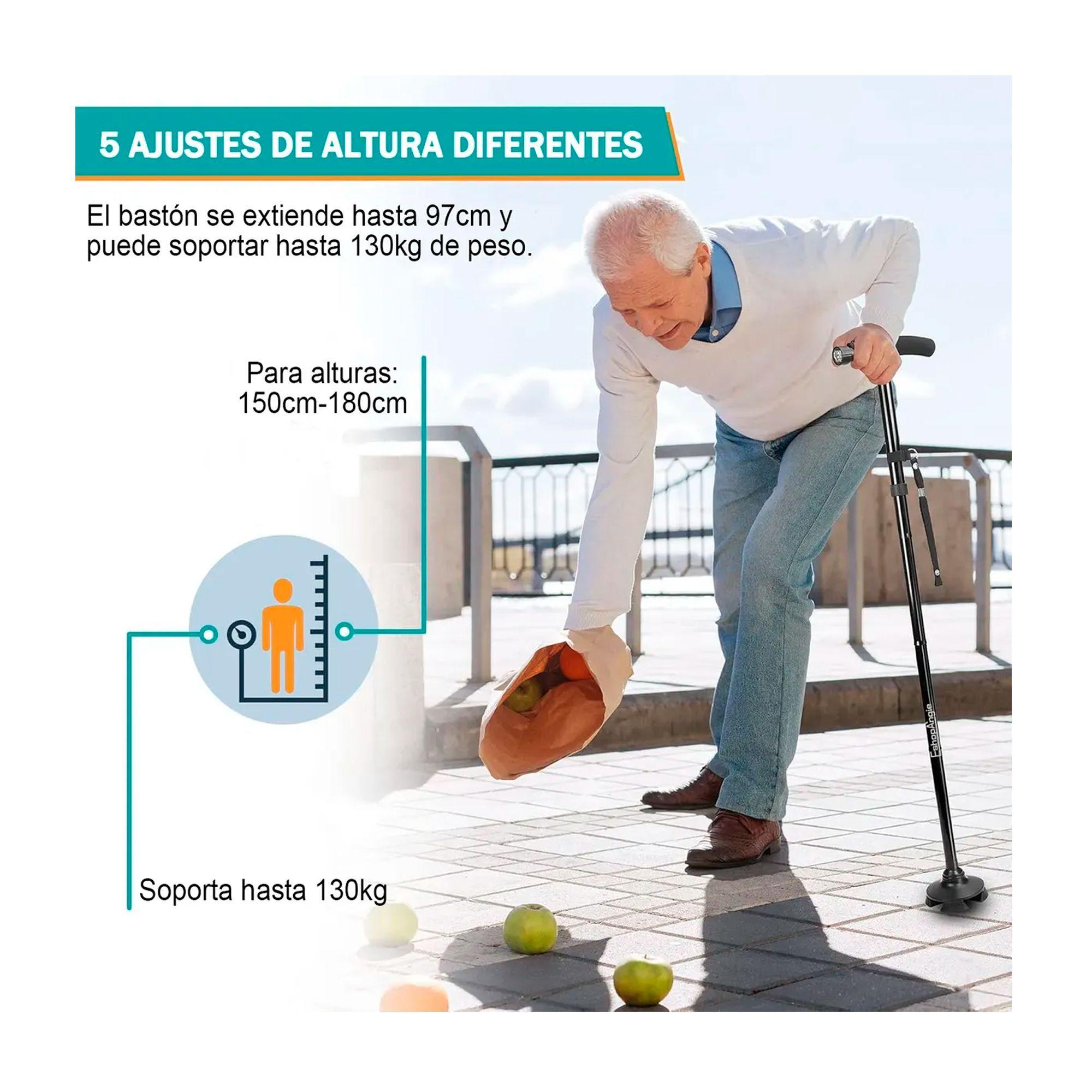 Baston Ortopedico Plegable Con Luz Led Base Adulto Ajustable-3