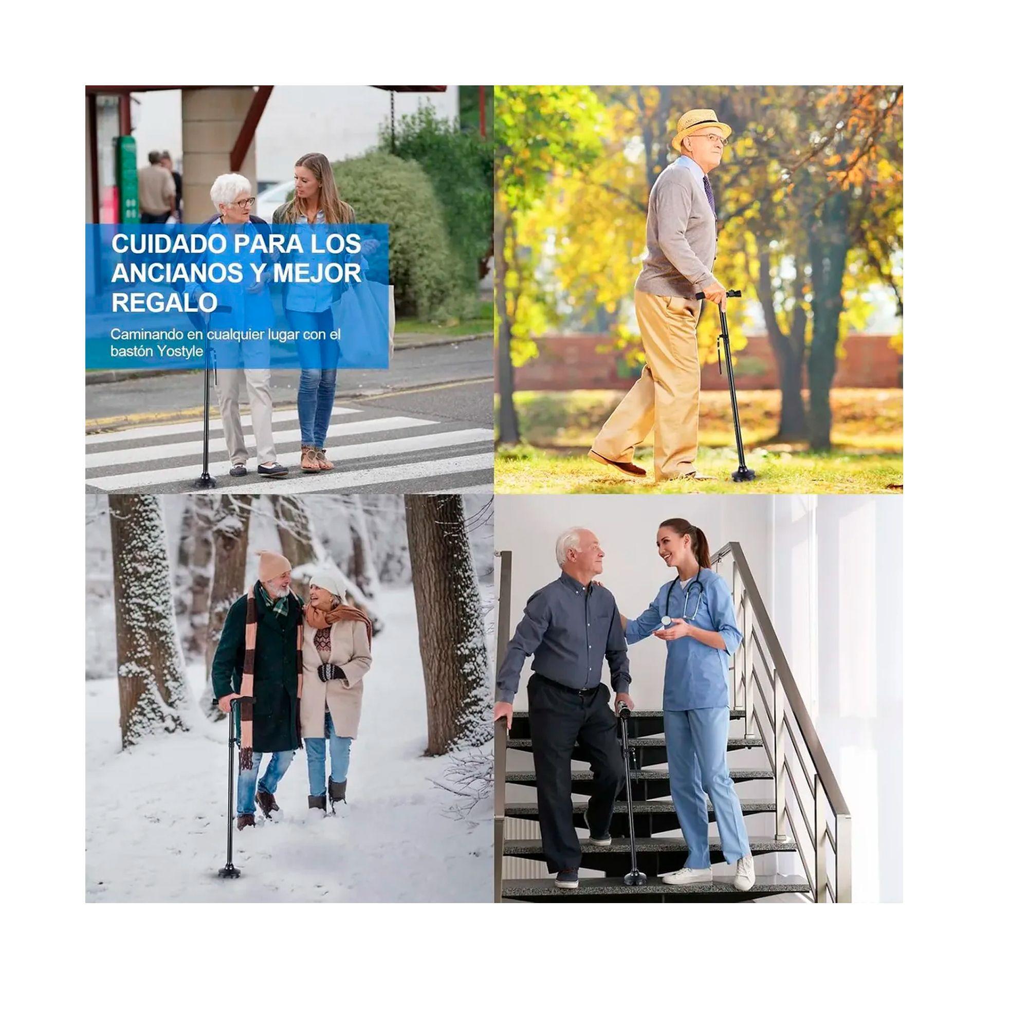 Baston Ortopedico Plegable Con Luz Led Base Adulto Ajustable-7