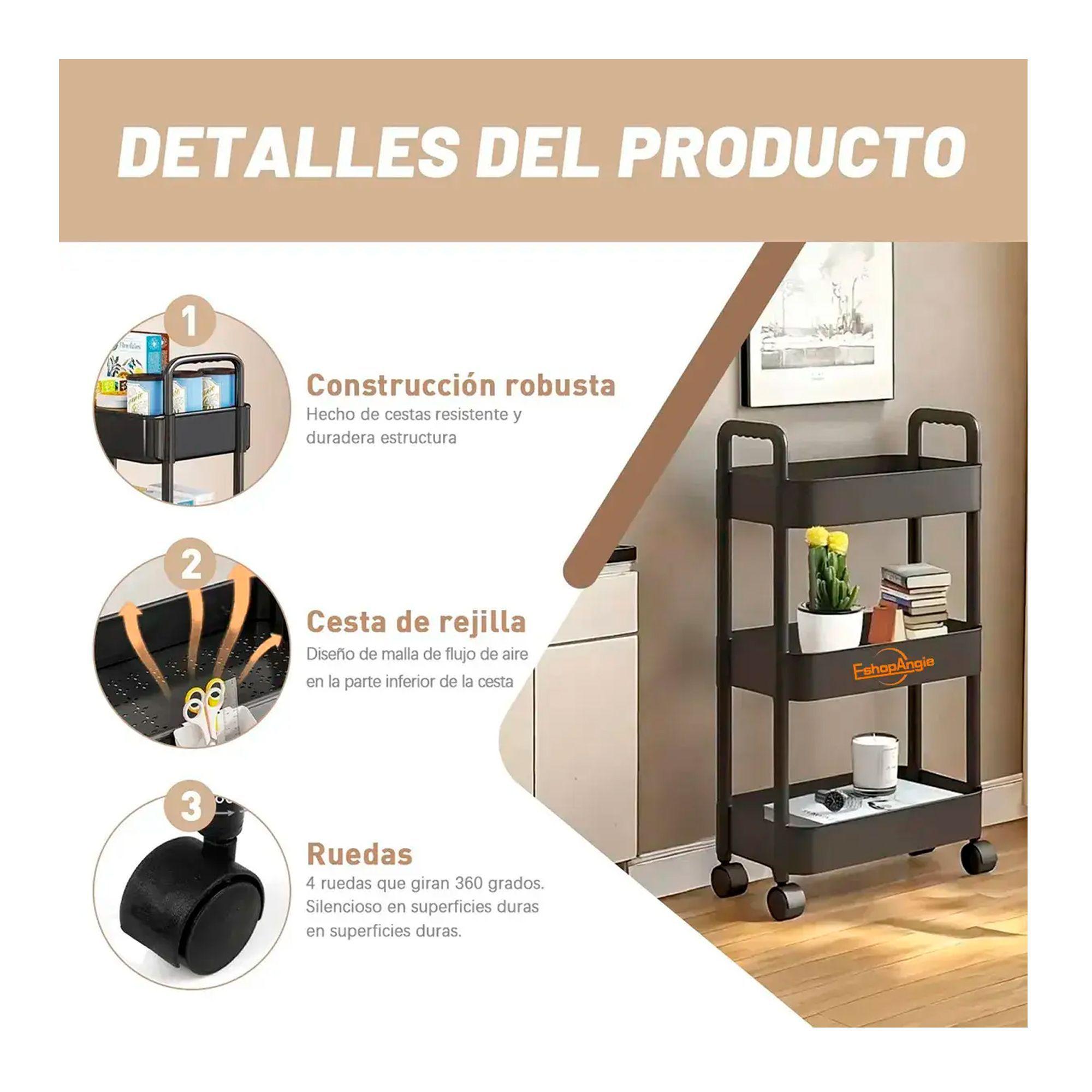 Carrito Organizador Con Ruedas Multiuso 3 Niveles Plastico-1