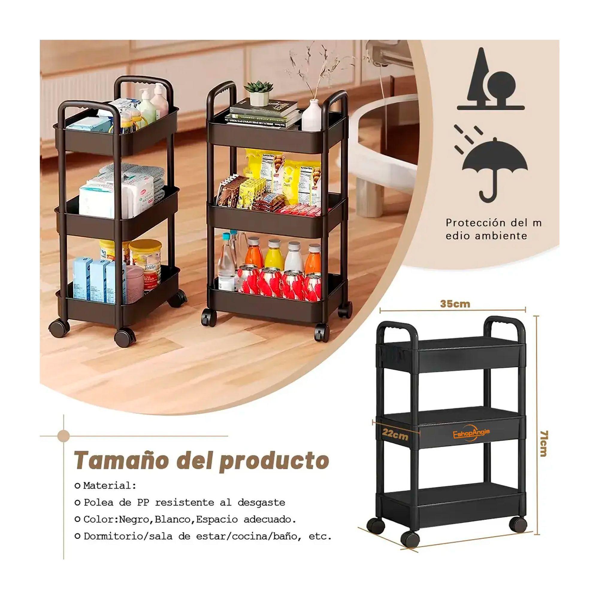 Carrito Organizador Con Ruedas Multiuso 3 Niveles Plastico-2