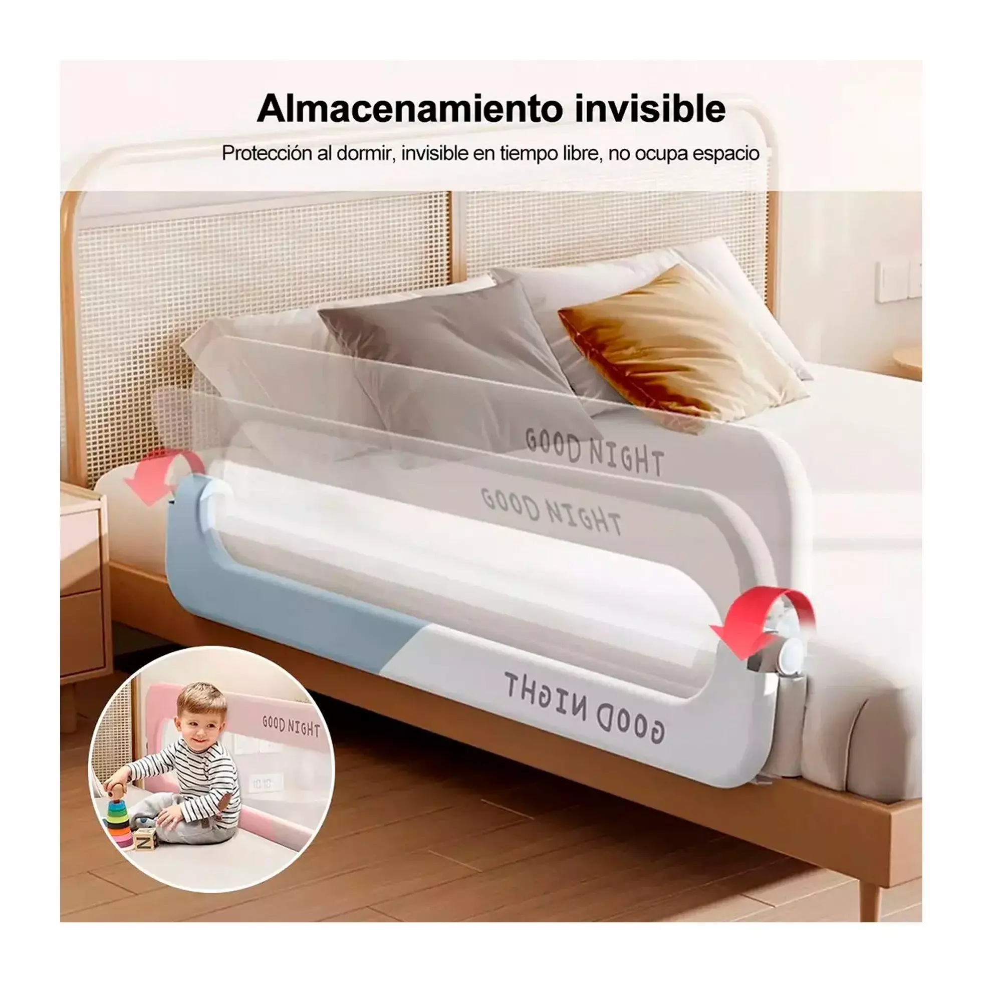 Baranda De Cama Seguridad Bebe Abatible Ajustable-2