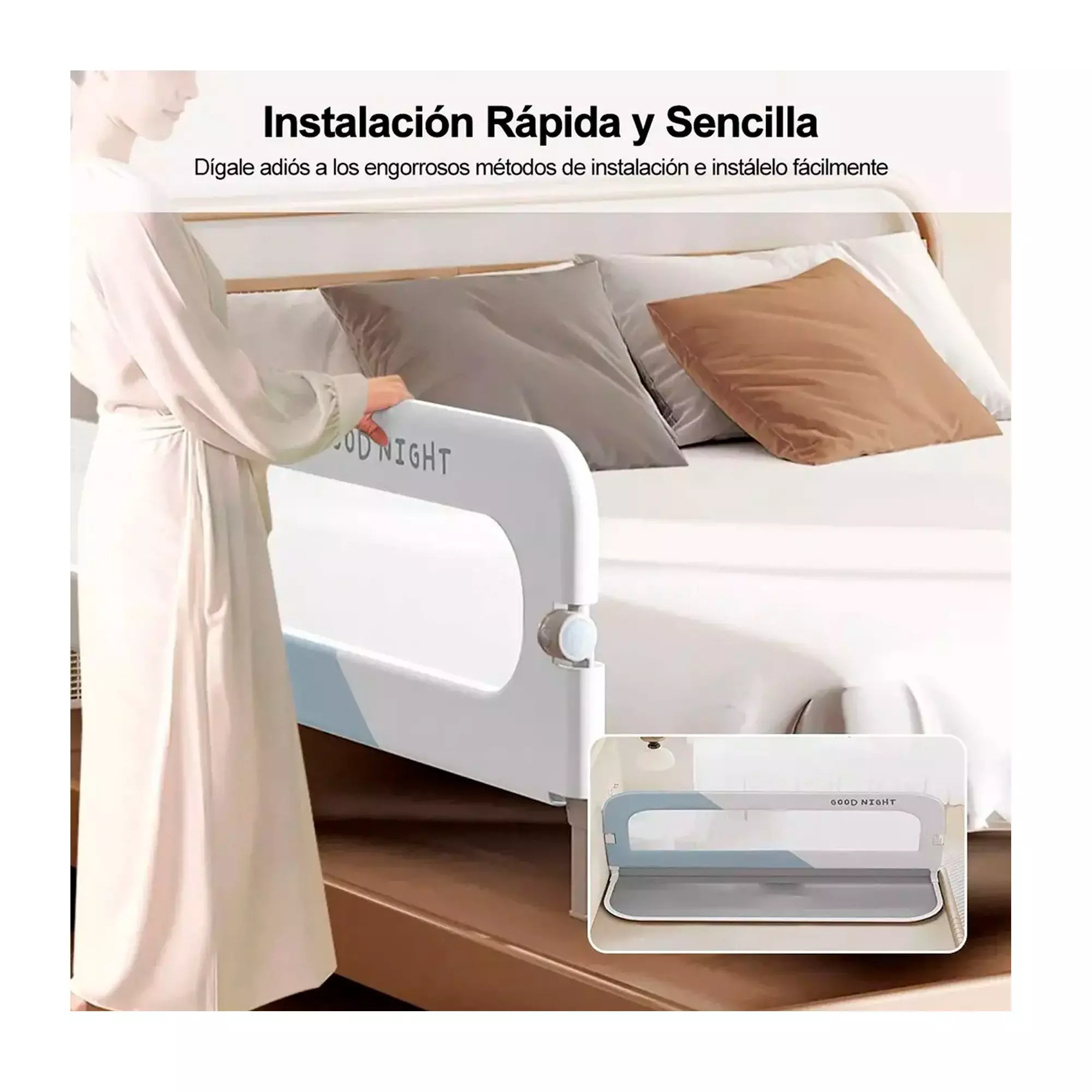 Baranda De Cama Seguridad Bebe Abatible Ajustable-3