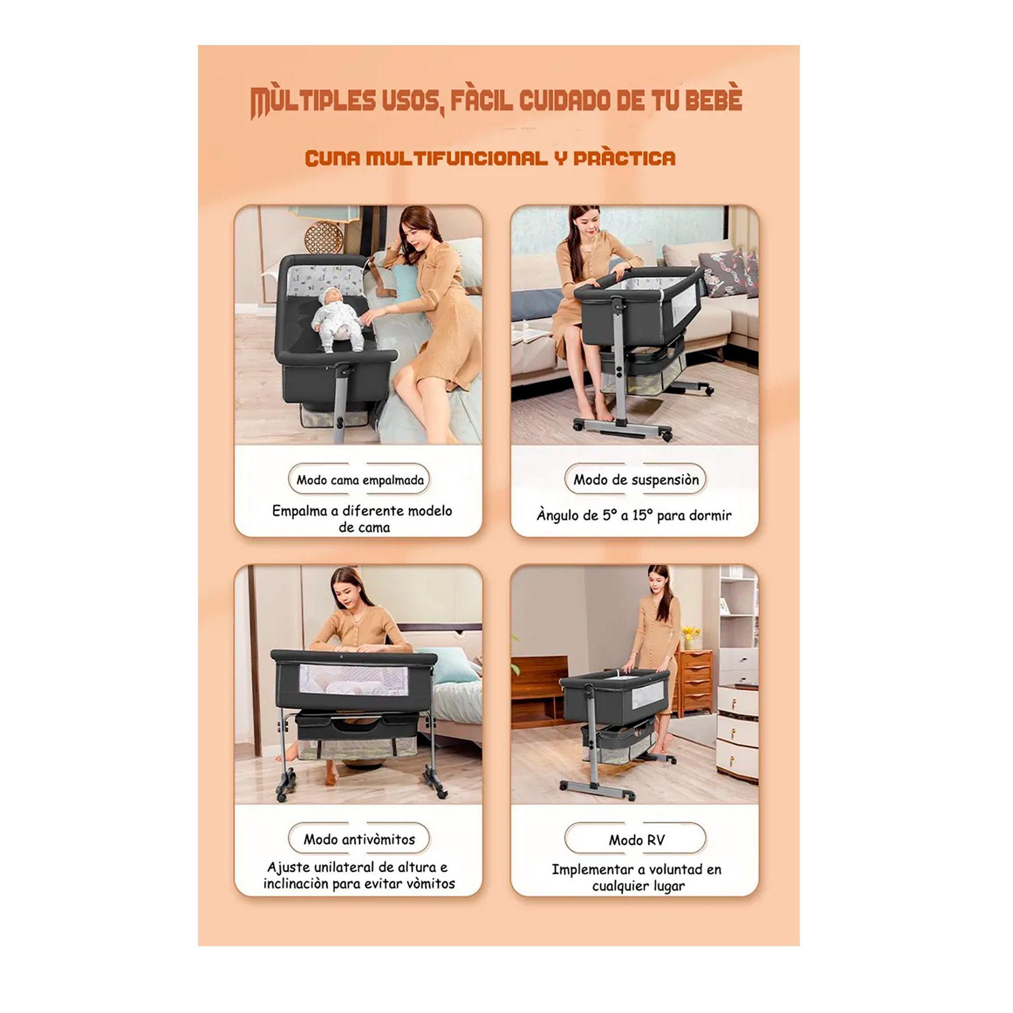 Cuna Colecho Para Bebé Con Mosquitero Mudador Confortable-4