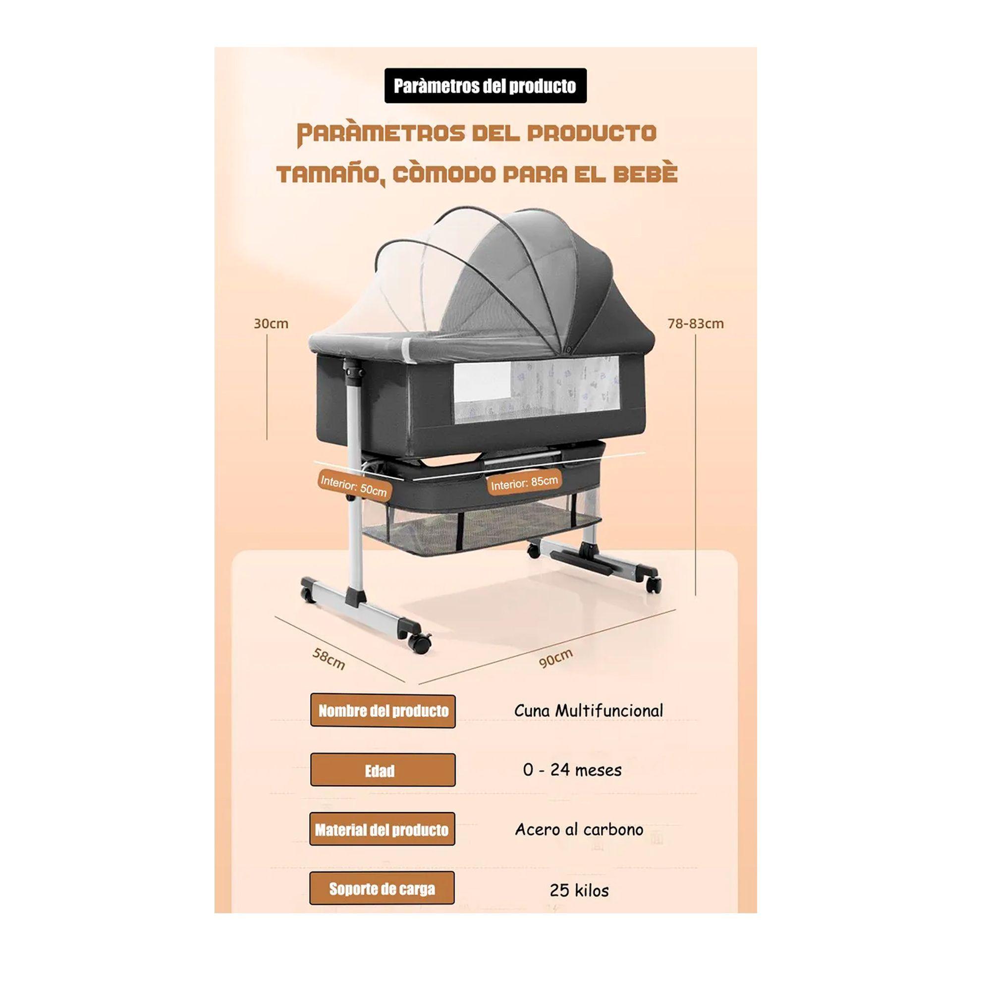 Cuna Colecho Para Bebé Con Mosquitero Mudador Confortable-7