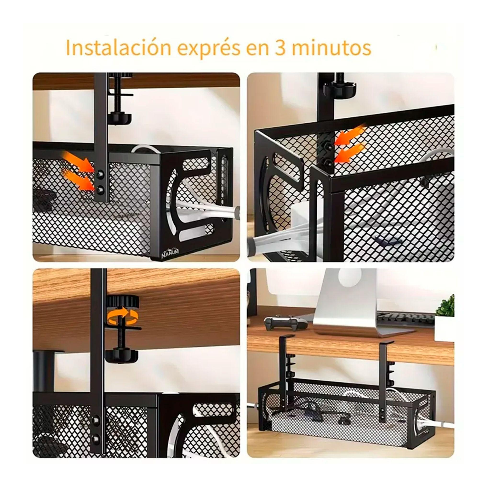 Organizador De Cables Escritorio Bandeja Rejilla Sin Taladro-2