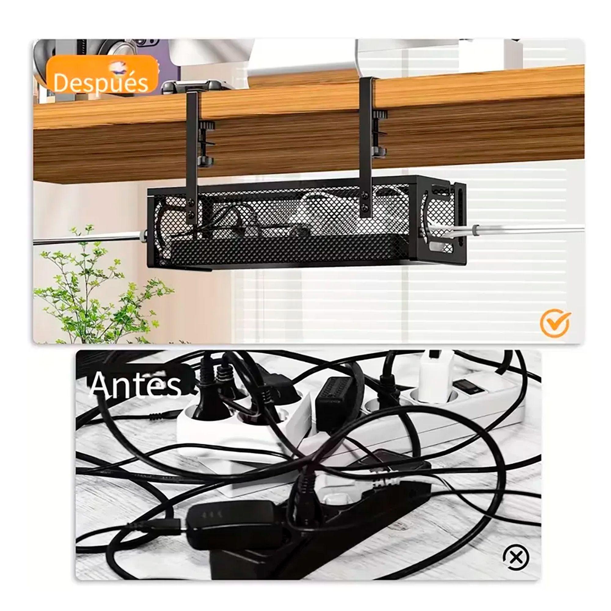 Organizador De Cables Escritorio Bandeja Rejilla Sin Taladro-5