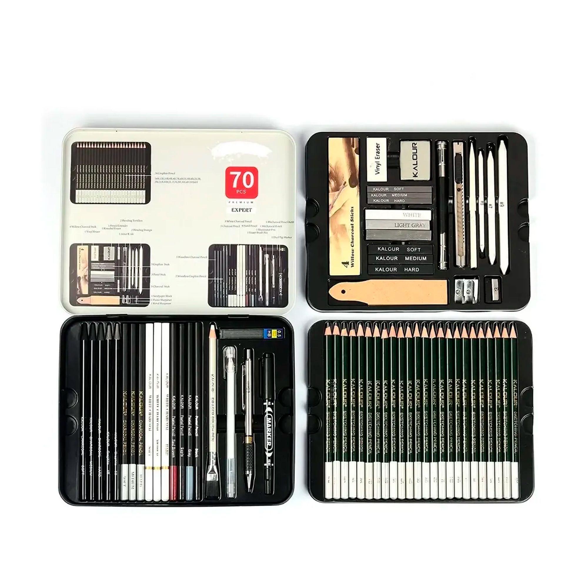 Set De Dibujo Profesional Con 70 Accesorios Caja De Metal-0
