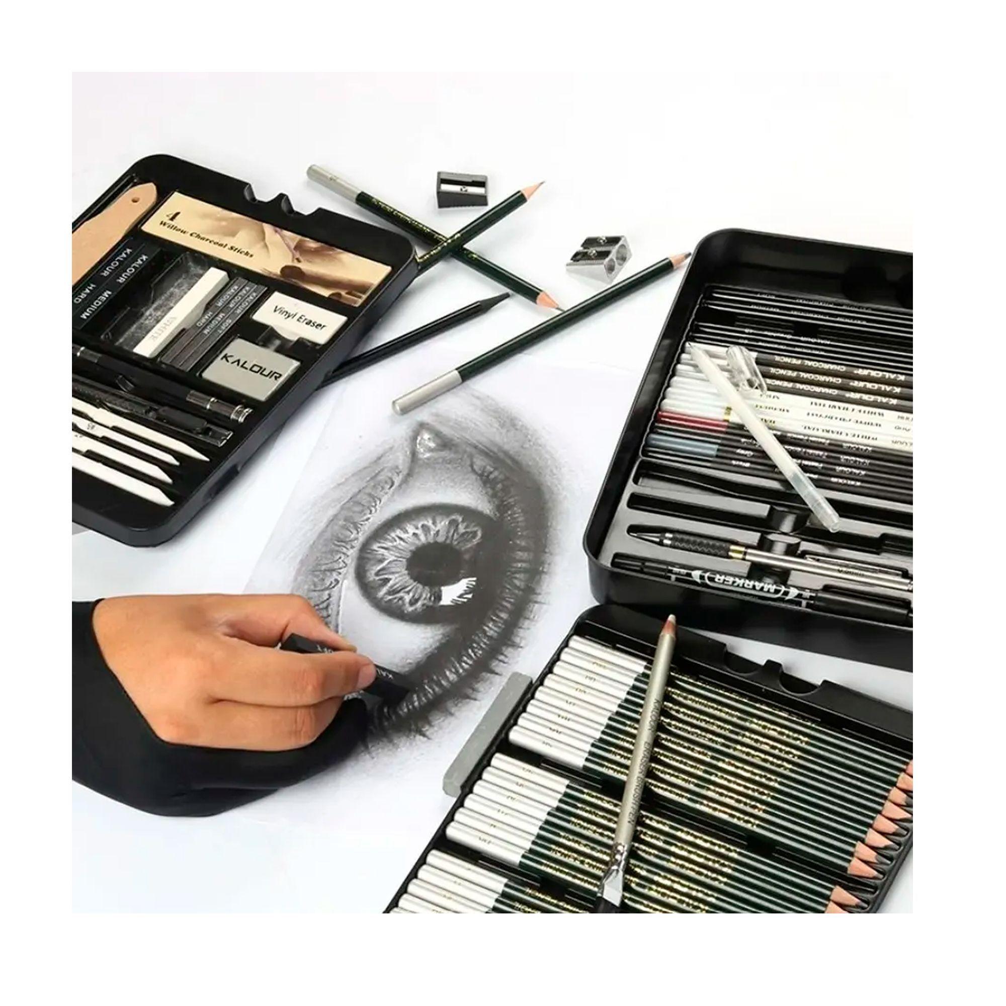 Set De Dibujo Profesional Con 70 Accesorios Caja De Metal-2