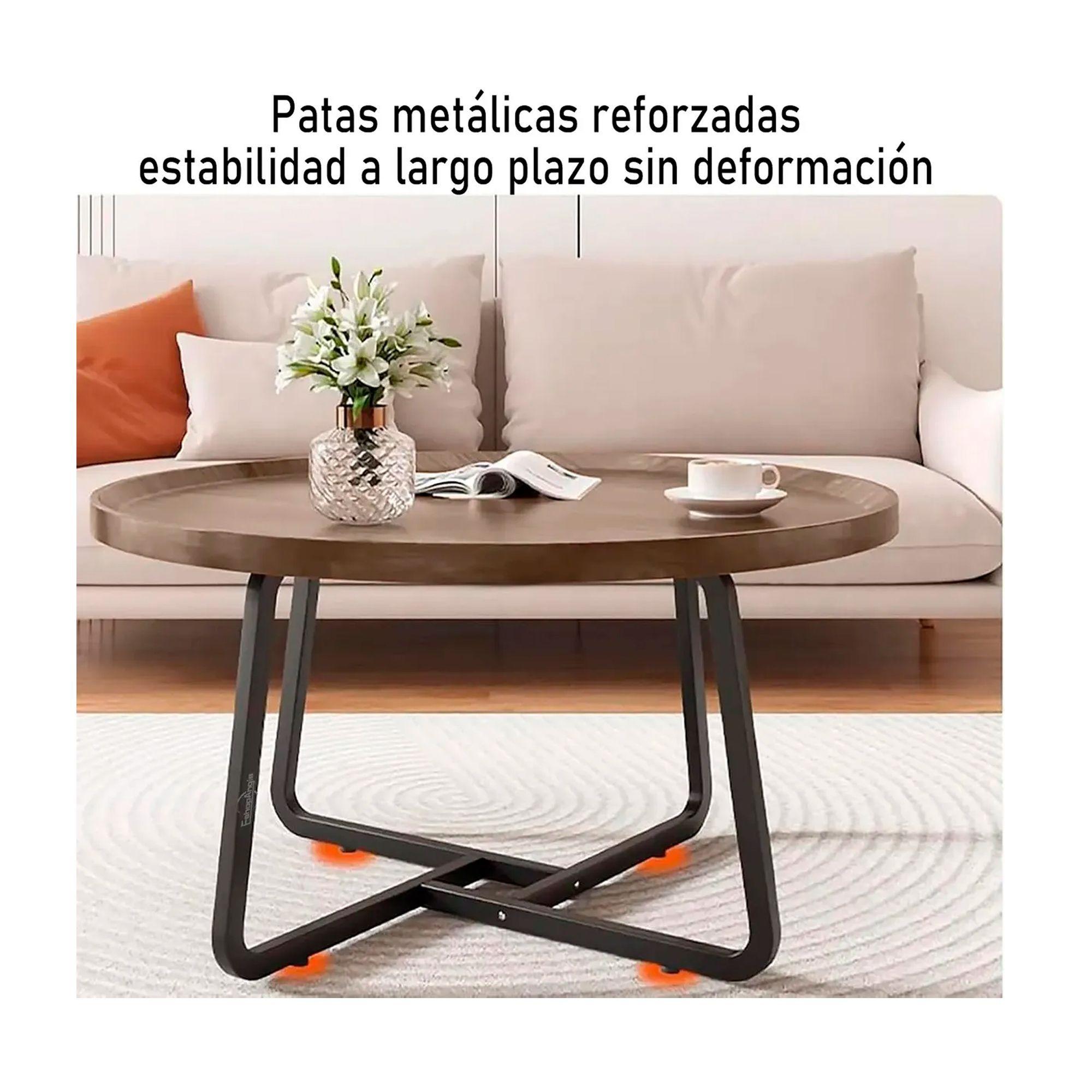 Juego De 2 Mesas De Centro Living Redonda Madera 70 50cm-3