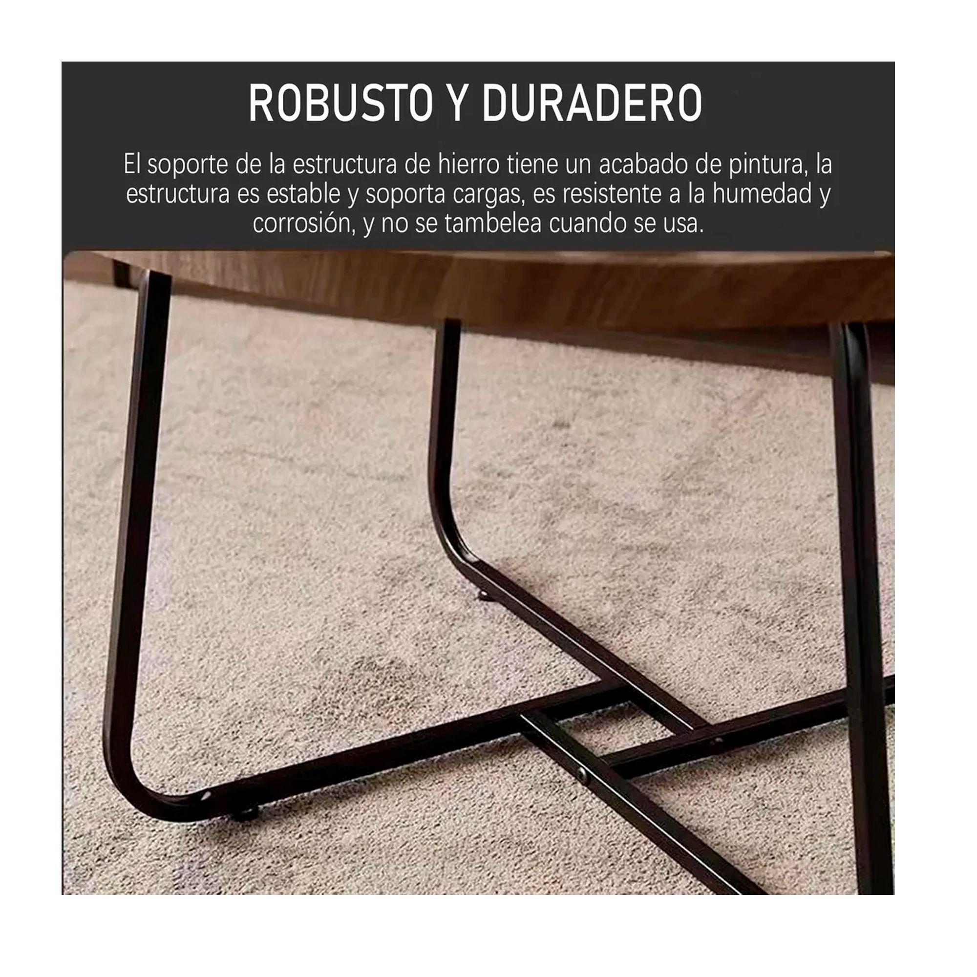 Juego De 2 Mesas De Centro Living Redonda Madera 70 50cm-4